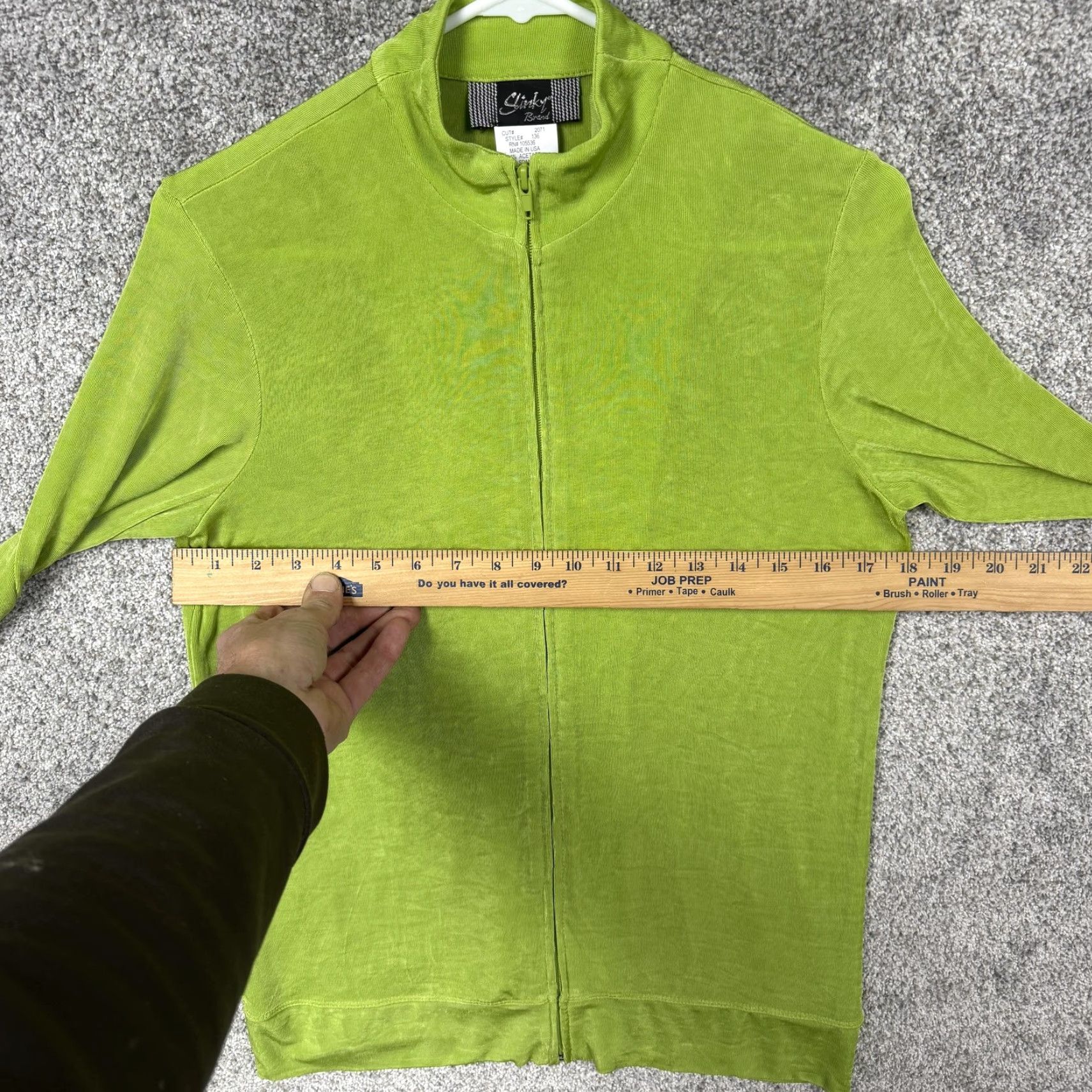 J Brand VINTAGE Slinky Brand Cardigan Sweater Womens XS Neon Green Full Zip Lightweight Jersey Knit 90s Retro Casual Womens Size XS / US 0-2 / IT 36-38 - 3 Thumbnail