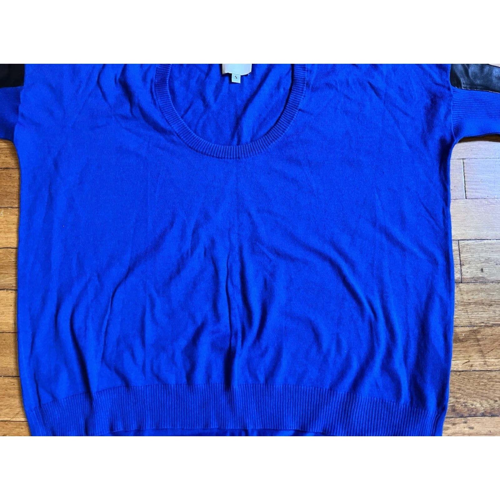 Mason's Mason Leather Sleeve Sweater Women’s Small Blue Oversized Size S / US 4 / IT 40 - 3 Thumbnail
