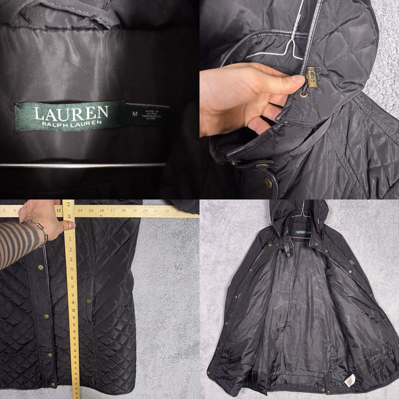 Ralph Lauren Ralph Lauren Jacket Women M Diamond Quilted Equestrian Barn Puffer Hood Full Zip - Black Label Size M / US 6-8 / IT 42-44 - 8 Thumbnail