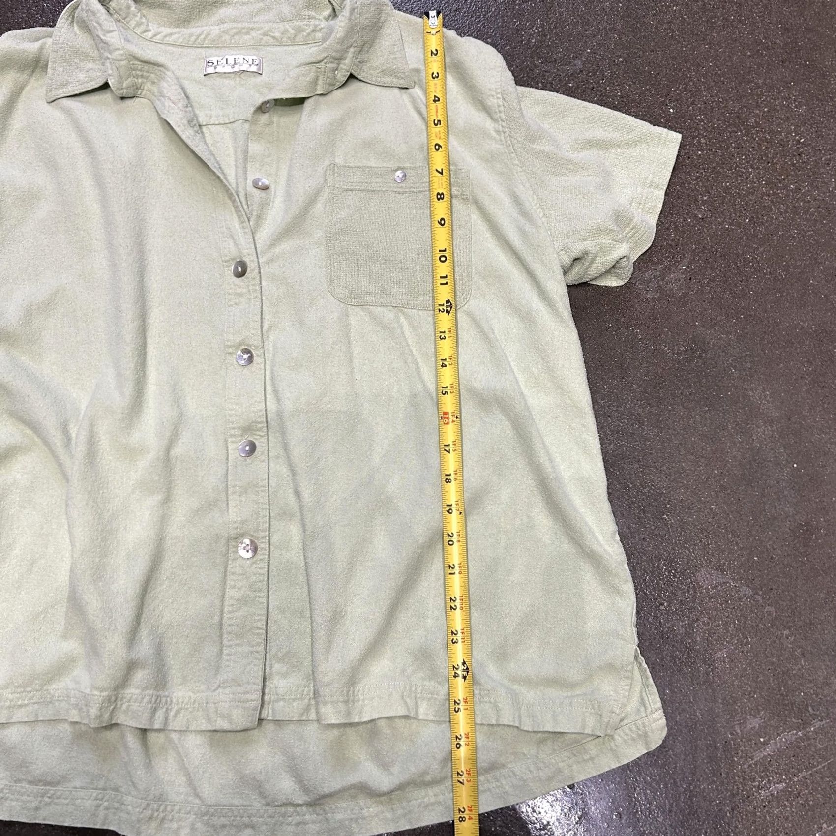 Vintage VINTAGE Selene Sport Shirt Womens XL Green Textured Short Sleeve Button Front Top Size XL / US 12-14 / IT 48-50 - 4 Thumbnail