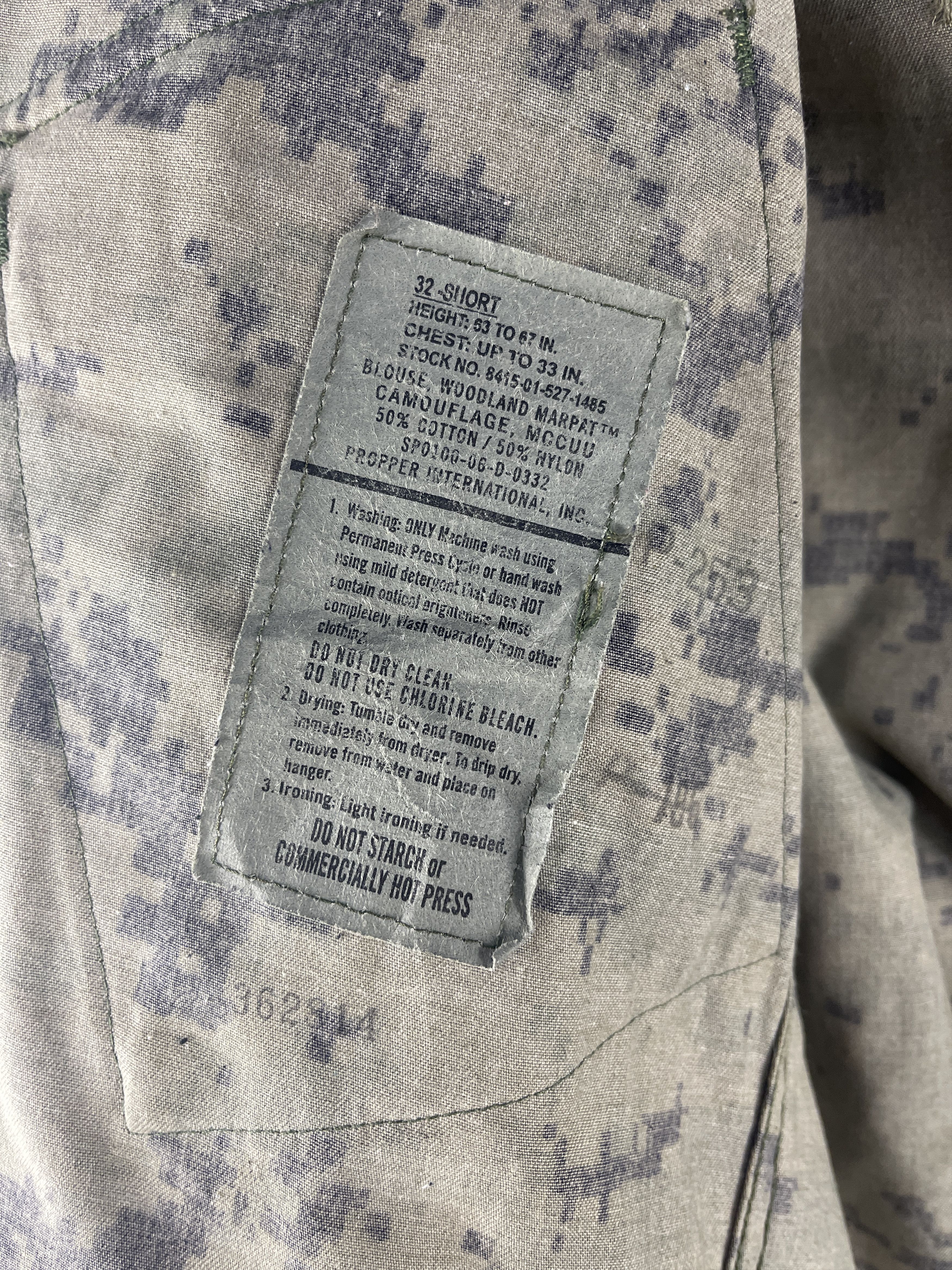 Vintage USMC MCCUU Woodland MARPAT Combat Blouse Propper Permethrin Size US S / EU 44-46 / 1 - 12 Thumbnail