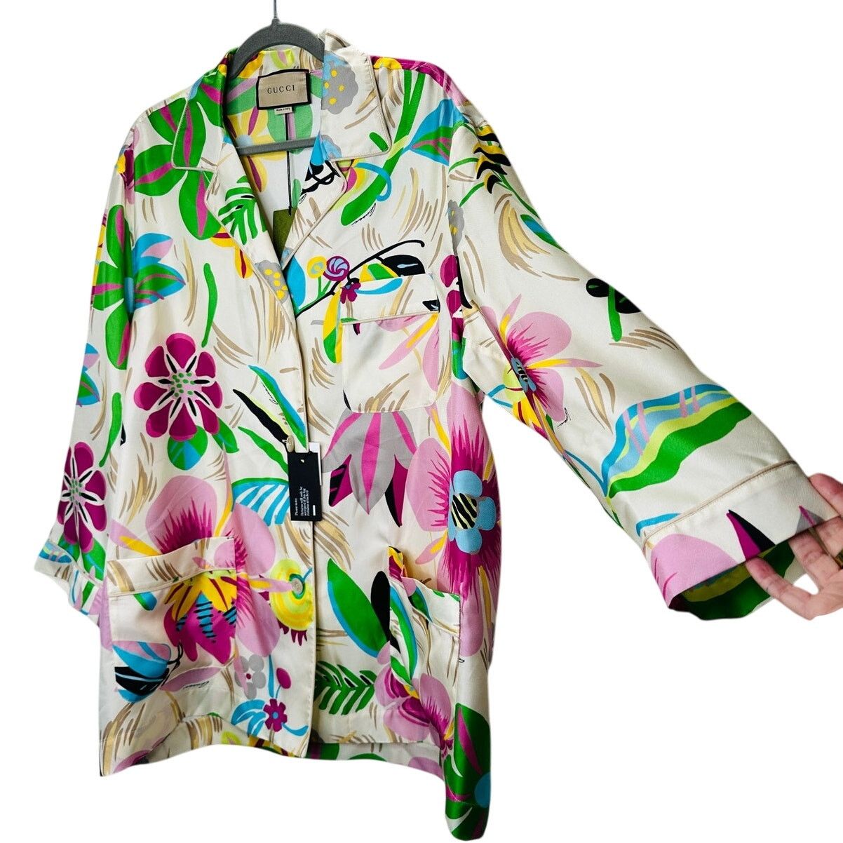 Gucci NWT Gucci Silk Pink Blue Multi Floral Printed Blouse 46 / XL Size XL / US 12-14 / IT 48-50 - 1 Thumbnail