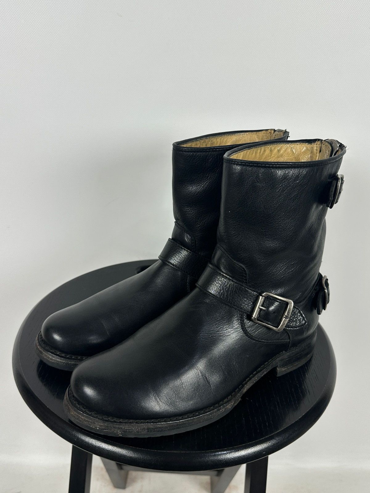Frye Frye Veronica Black Leather Back Zip Buckle Harness Boots Size US 8.5 / IT 38.5 - 8 Thumbnail
