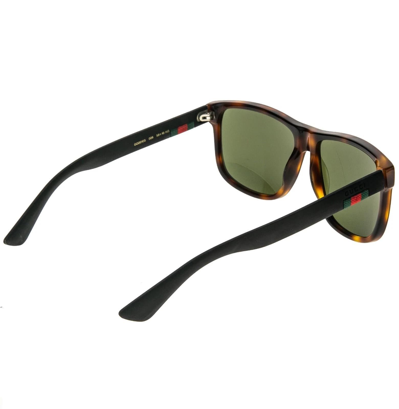 Gucci GUCCI GG0010S STRIPE 0010 Black Rubber Square Sunglasses Size ONE SIZE - 7 Thumbnail