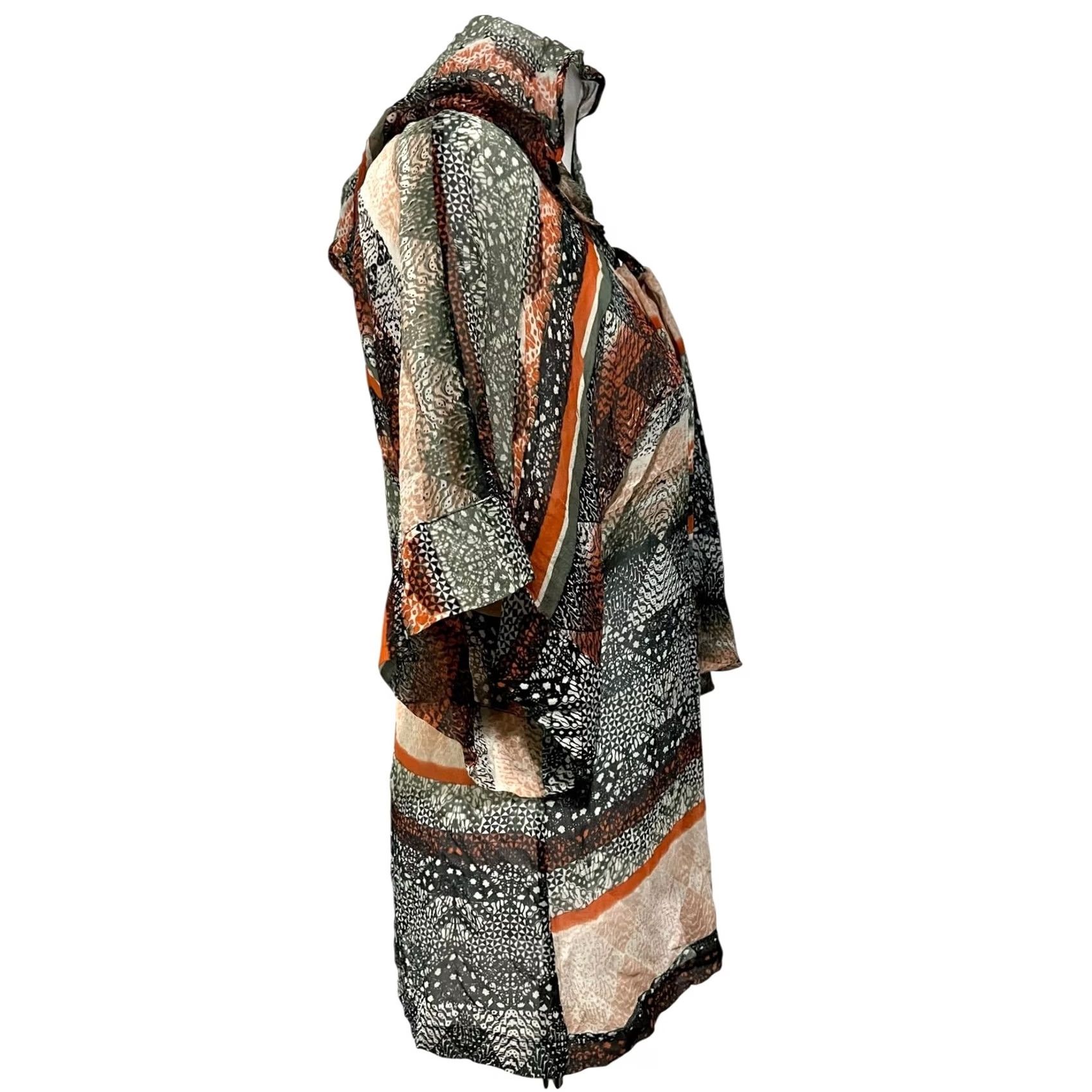 Anthropologie Daughters of the Revolution Anthropologie Blouse Shirt Silk 100% Sheer Top Cardigan Hooded Sz L Womens Multicolor Size L / US 10 / IT 46 - 5 Thumbnail