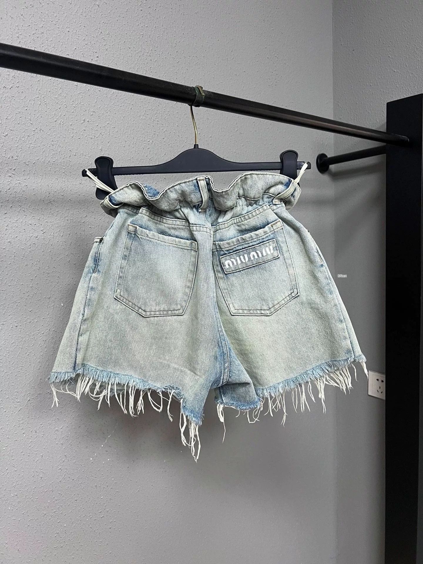 Miu Miu Miu Miu Washed Light Blue Bubble Denim Shorts Size ONE SIZE - 1 Thumbnail