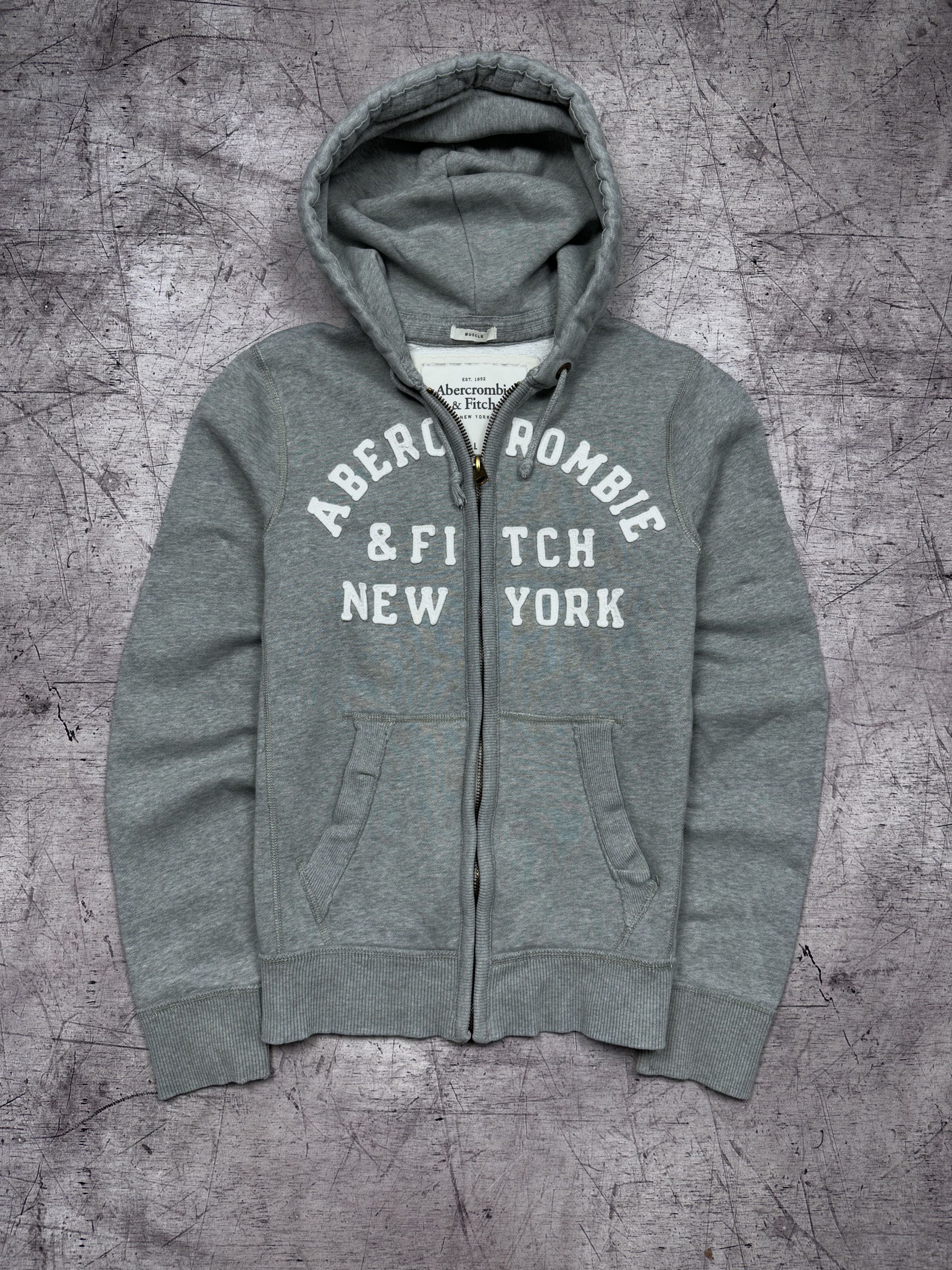 Abercrombie & Fitch × Vintage Abercrombie & Fitch Vintage Mens Full Zip Gray Hoodie Y2K Size US L / EU 52-54 / 3 - 1 Thumbnail