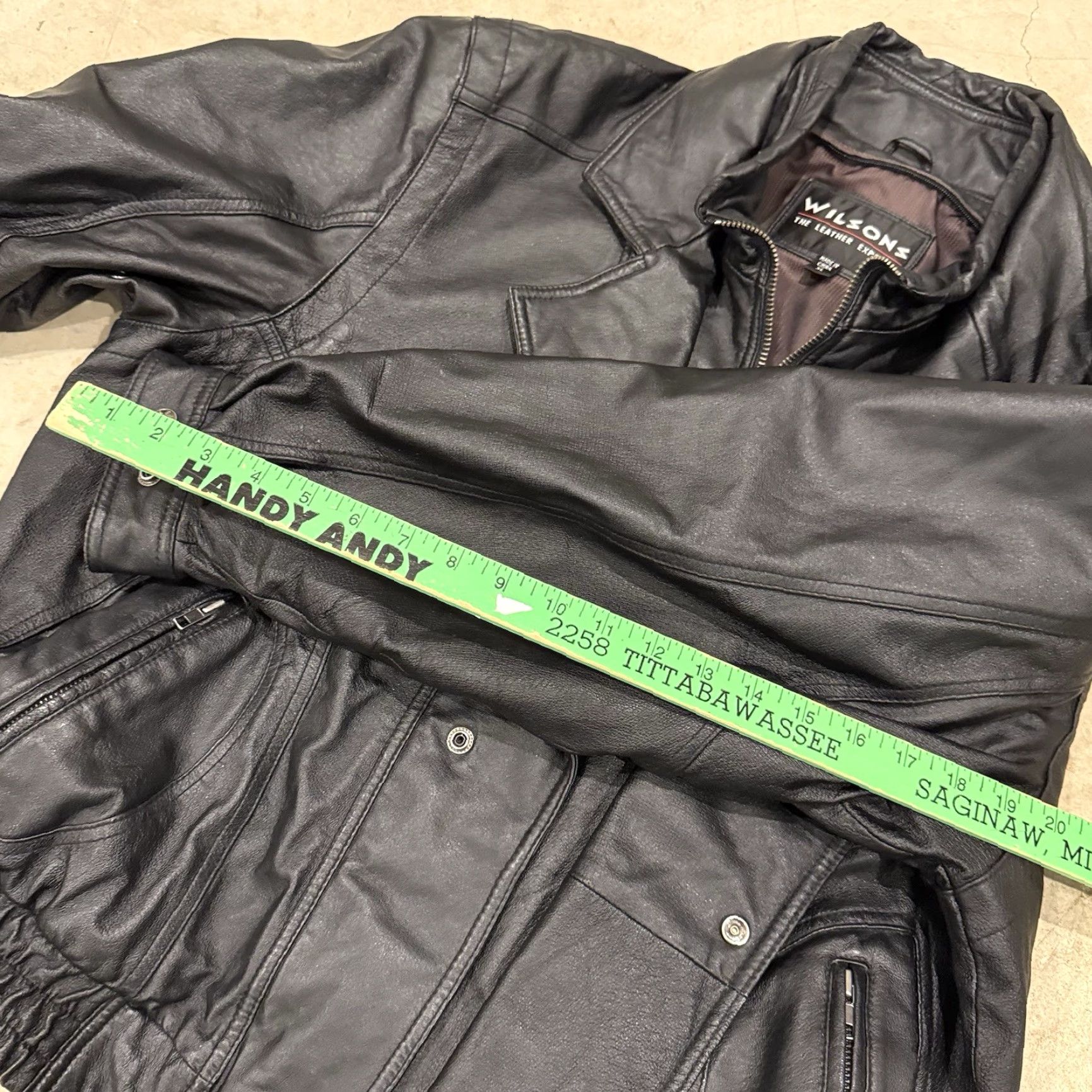 Vintage VINTAGE Wilsons Leather Bomber Jacket Coat Mens XL Black Leather Full Zip Motorcycle Aviator Coat Size US XL / EU 56 / 4 - 7 Thumbnail