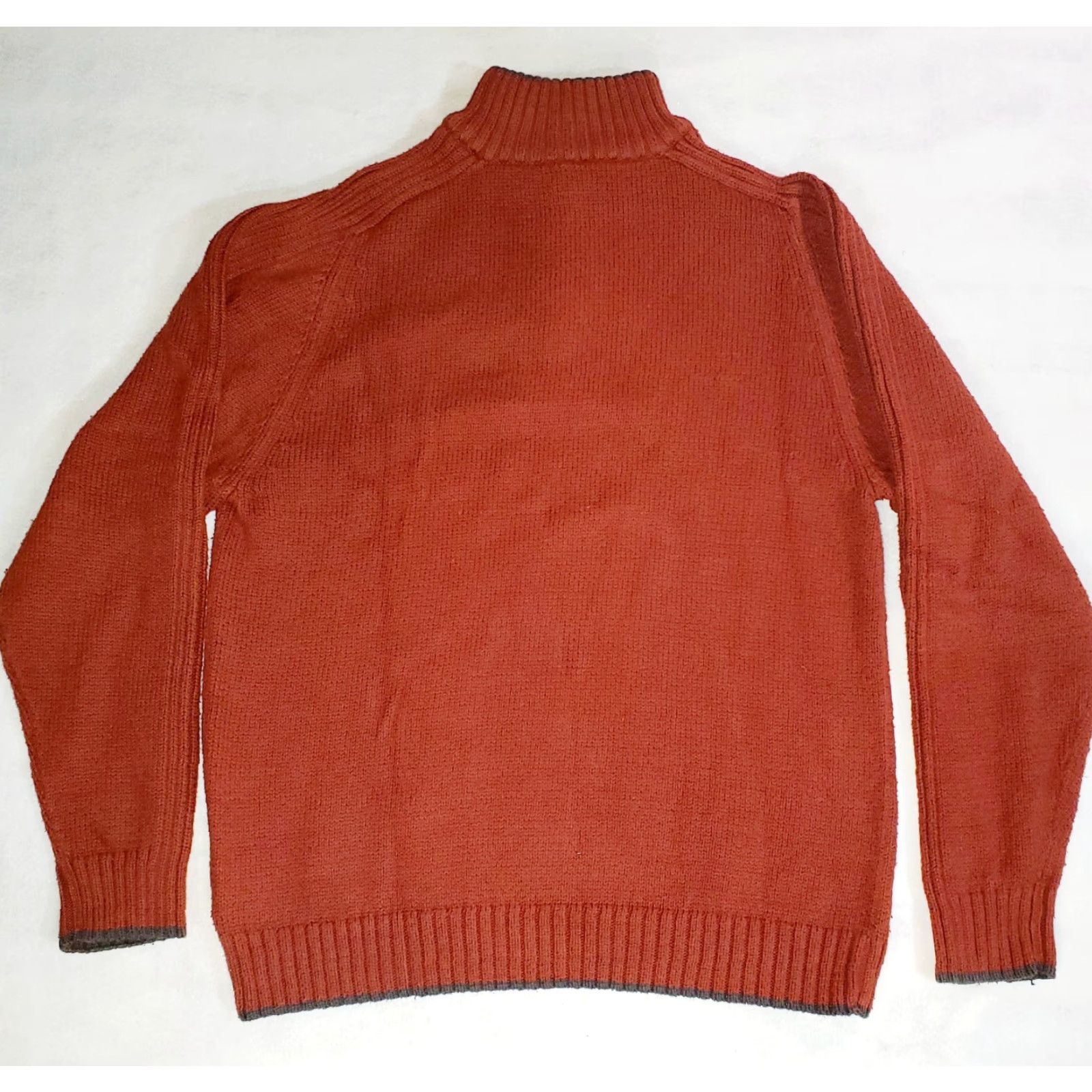Vintage VINTAGE Columbia Sportswear 1/4 Zip Mens Sweater Large Gray Orange Striped Knit Wool Blend Casual 80s 90s Mens Size US L / EU 52-54 / 3 - 3 Thumbnail