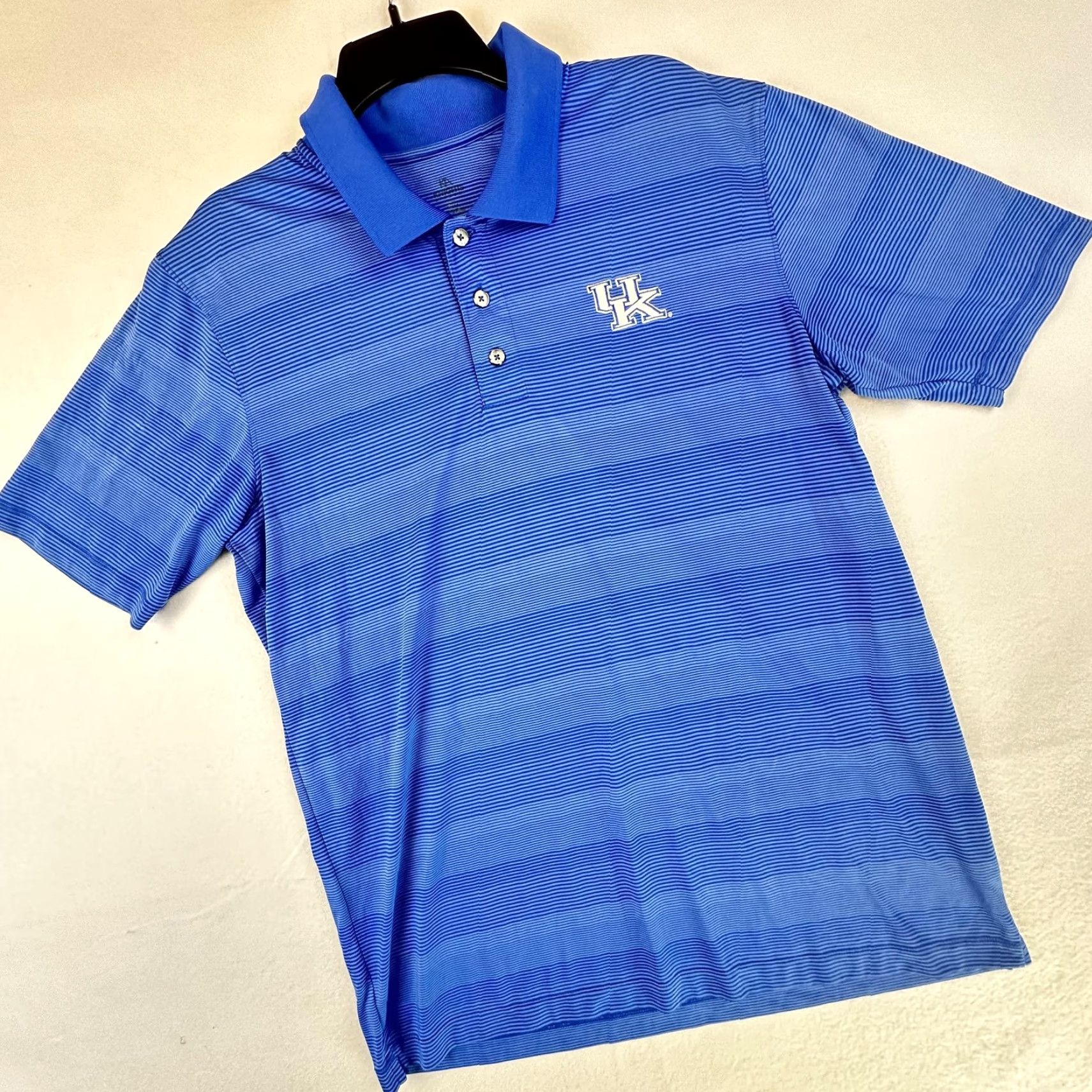 Vintage Kingsmen Polo Shirt Mens Large Blue Striped Kentucky Wildcats NCAA Golf Size US L / EU 52-54 / 3 - 3 Thumbnail