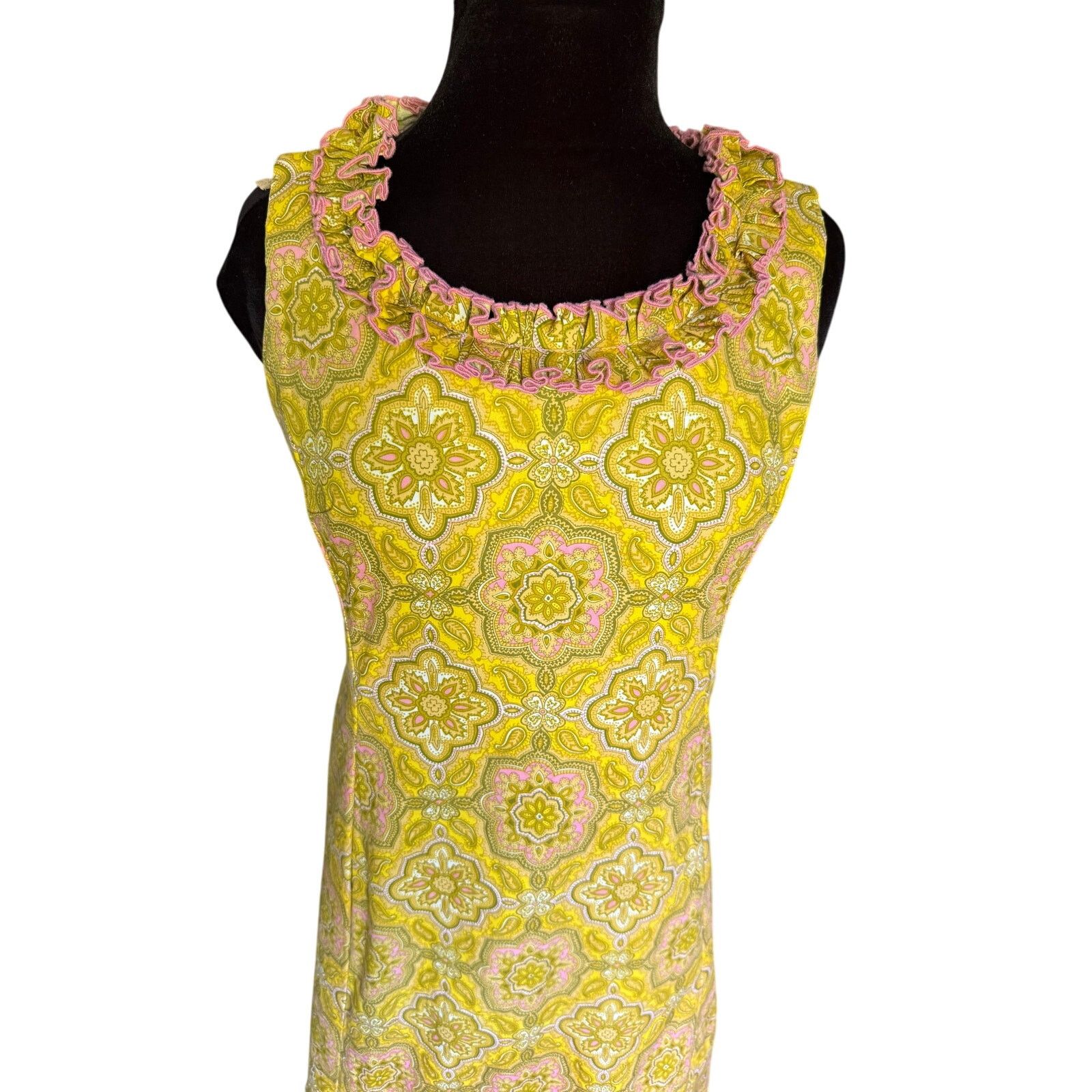 Vintage Vintage 60’s Yellow Ruffle Sleeveless Maxi Dress XS Small Size S / US 4 / IT 40 - 4 Thumbnail