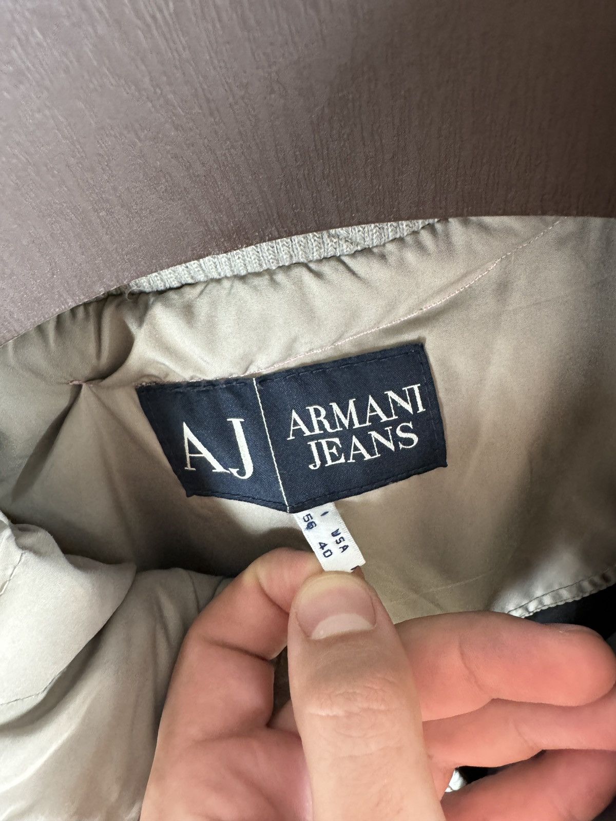 Armani Armani Jeans vintage beige used distressed down jacket Size US XL / EU 56 / 4 - 10 Thumbnail