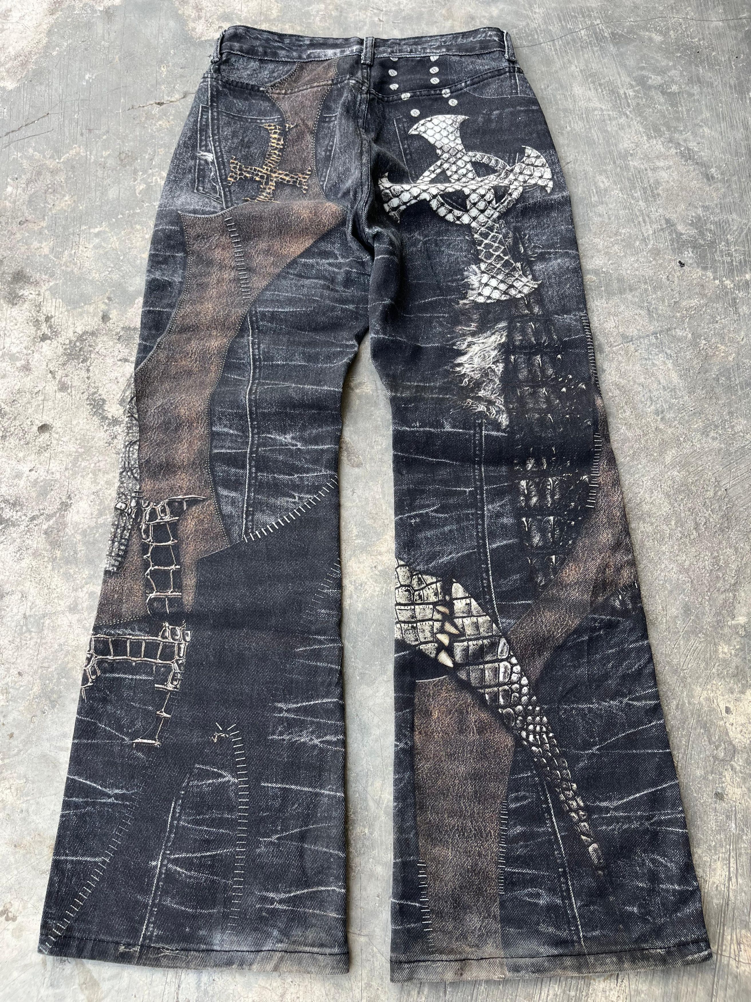 If Six Was Nine Unbrand Pyton Pattern Flared Pants Size US 29 - 2 Thumbnail