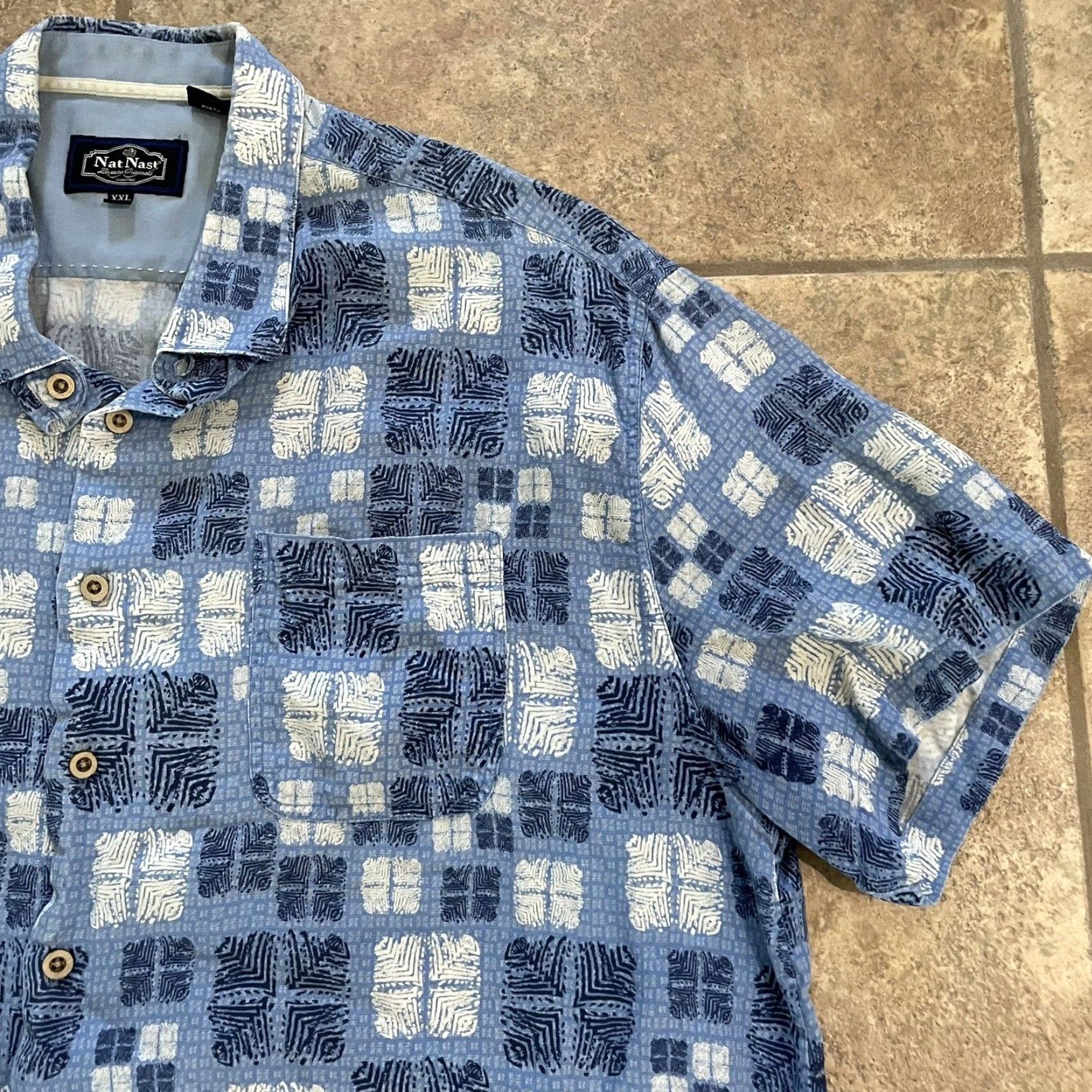 Nat Nast VINTAGE Nat Nast luxury originals silk blend blue button-down Hawaiian shirt Mens XXL Size US XXL / EU 58 / 5 - 2 Thumbnail
