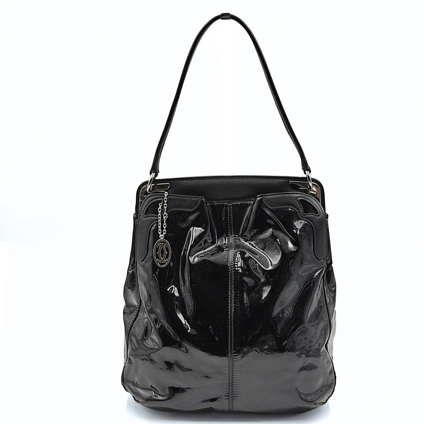 image of Cartier Cartier Cartier Marcello Shoulder Bag In Black Patent Leather, Women's