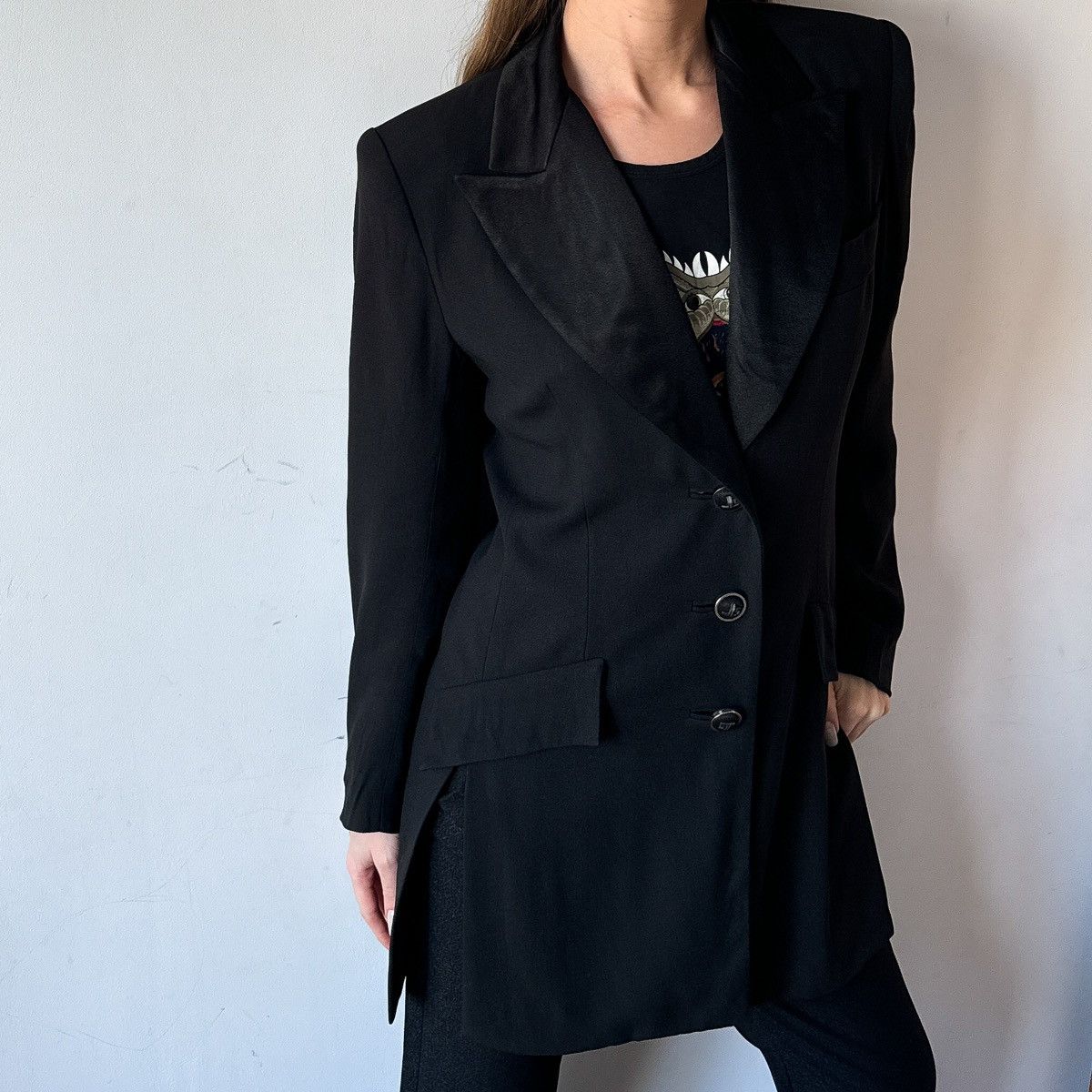 Designer × Jean-Louis Scherrer × Vintage Jean Louis Scherrer Boutique Paris Black Blazer 90's Size L / US 10 / IT 46 - 3 Thumbnail