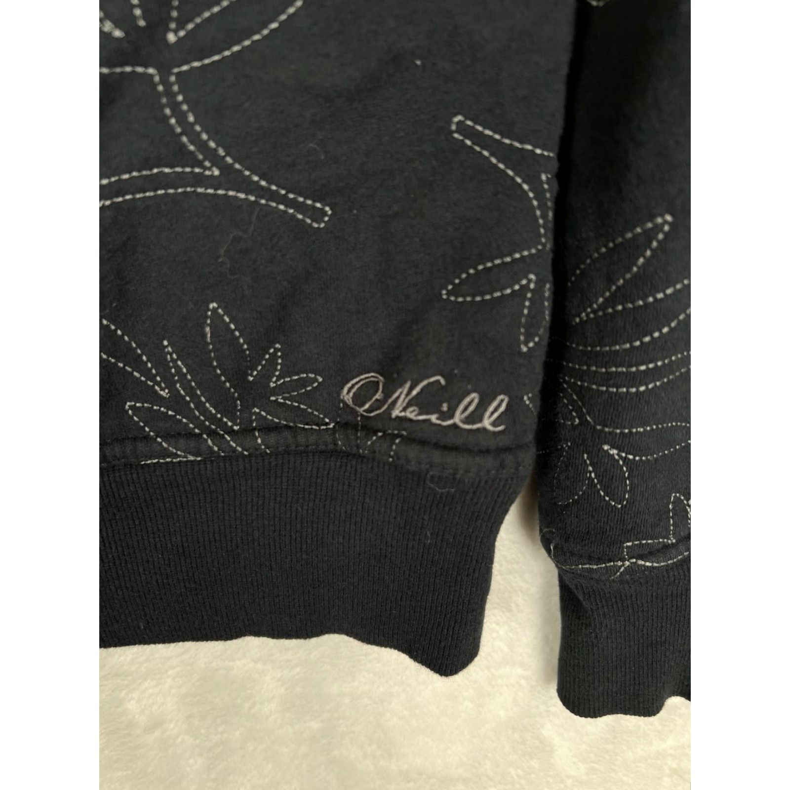 O'Neill VTG O'Neill Hoodie Sweatshirt Women's S Black Floral Full Zip Embroidered Y2K Size S / US 4 / IT 40 - 7 Thumbnail