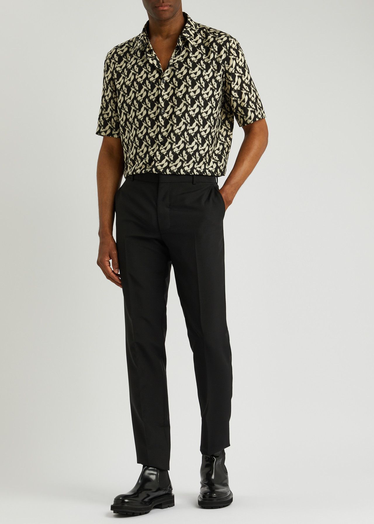 Saint Laurent Paris Saint Laurent Abstract Print Shirt - Noir & Sable Voile Size US M / EU 48-50 / 2 - 3 Thumbnail