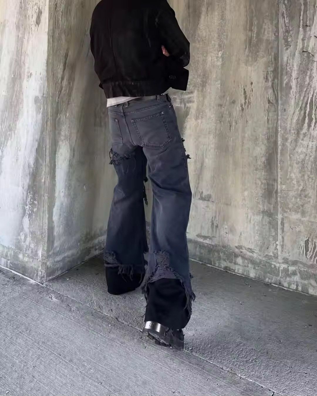 Japanese Brand Double Layer Ripped Baggy Jean Size US 27 - 2 Thumbnail