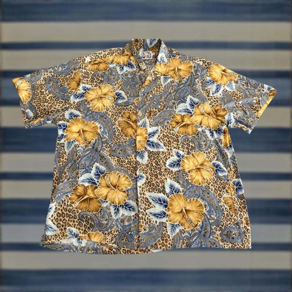 Jams World Jams World Jungle Hibiscus Floral Cheetah Paisley Short Sleeve Shirt Mens XL Size US XL / EU 56 / 4 - 1 Thumbnail