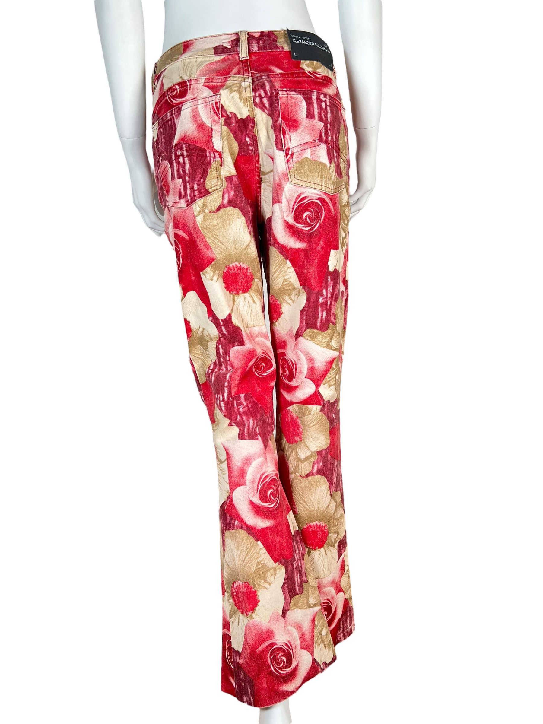 Alexander McQueen Alexander McQueen 90s Floral Printed Flared Denim Size 27" / US 4 / IT 40 - 3 Thumbnail
