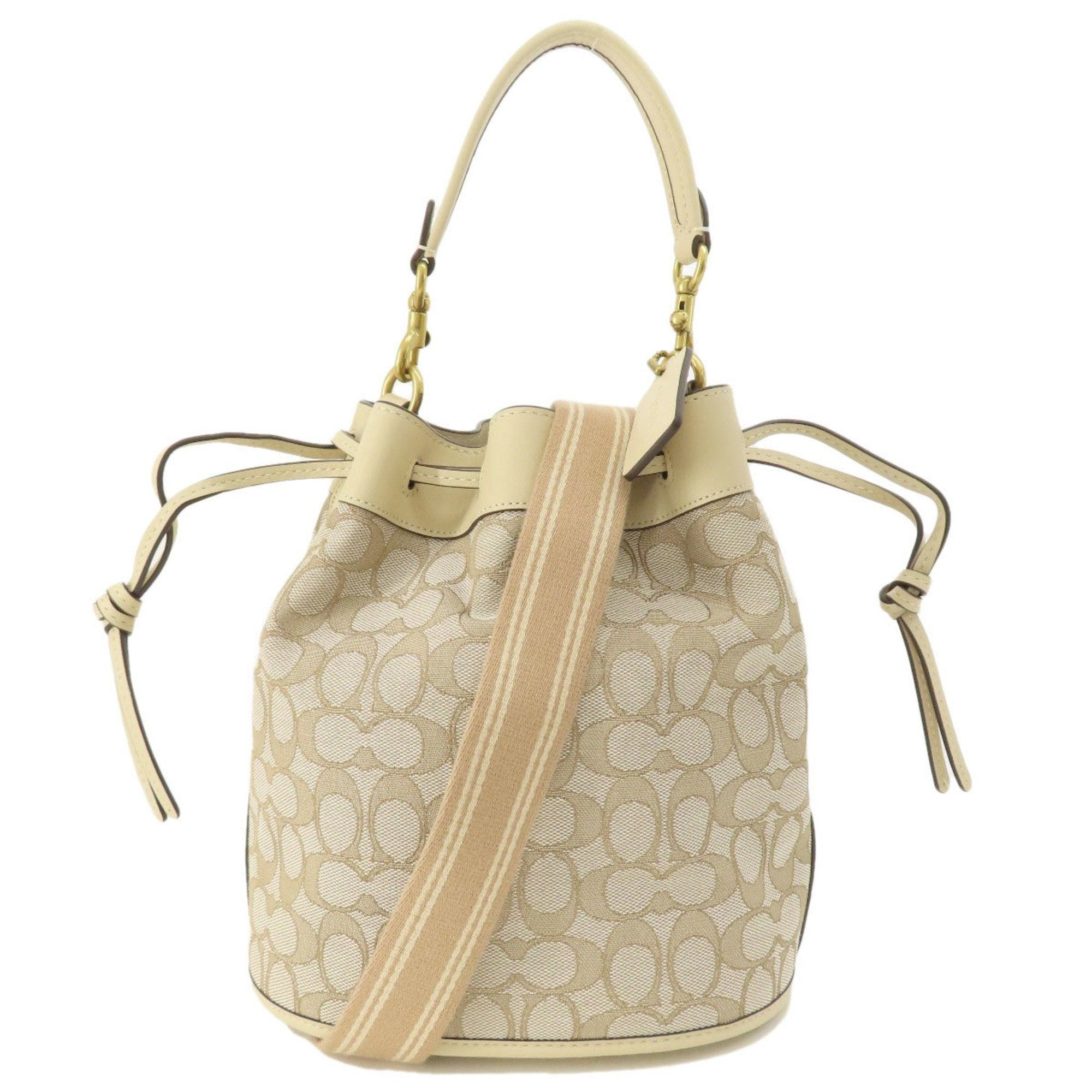 image of Coach C3853 Signature Shoulder Bag Canvas Women's in White
