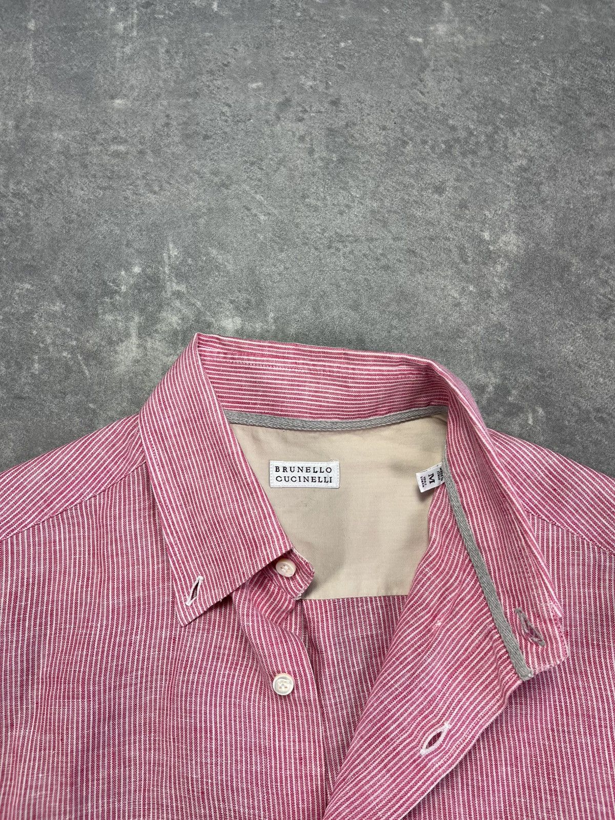 Brunello Cucinelli 100% Linen Brunello Cucinelli Striped Pinstripe Shirt M Size US M / EU 48-50 / 2 - 10 Thumbnail