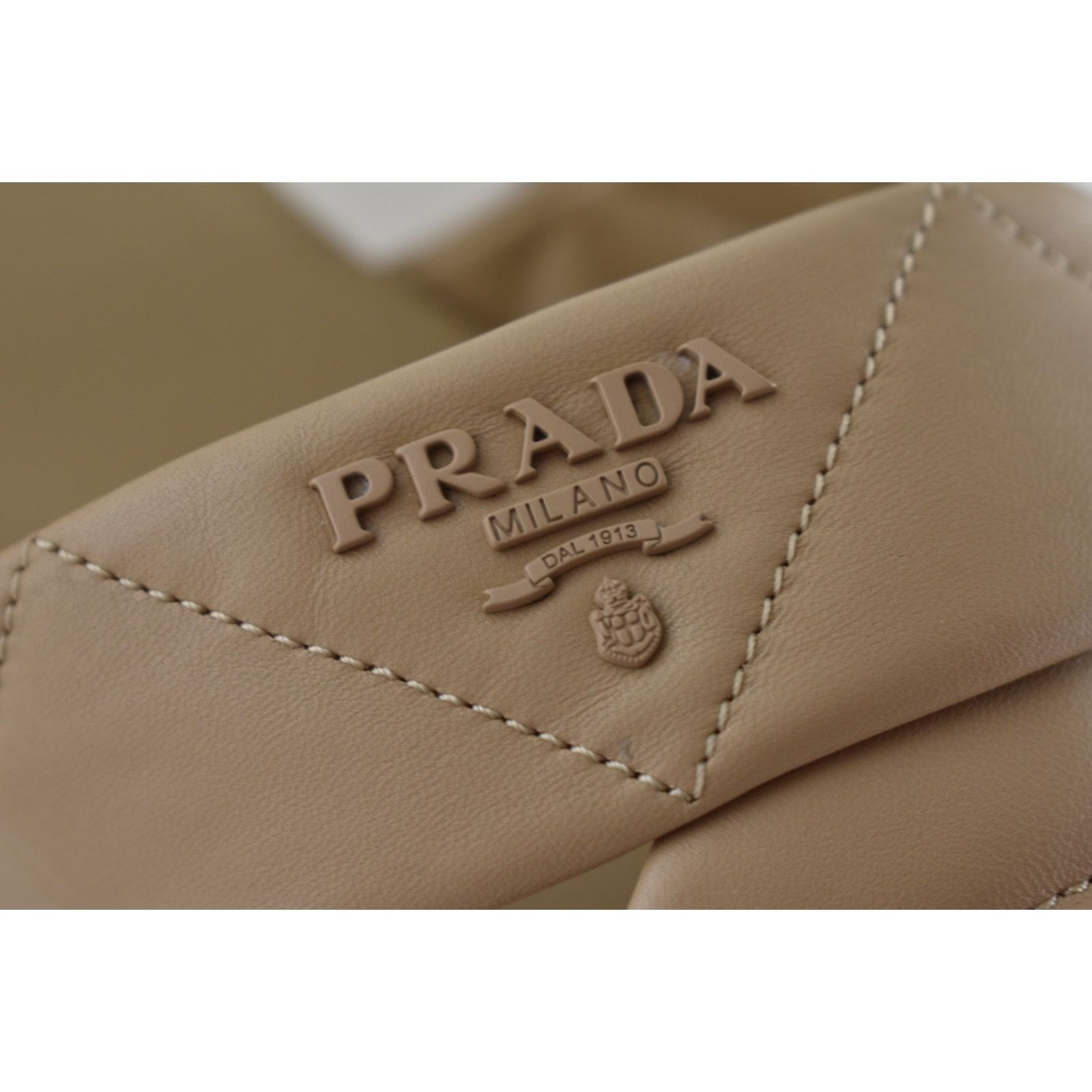 Prada Prada 65mm Nude Beige Quilted Leather Platform Sandal 41 Size US 11 / IT 41 - 8 Thumbnail