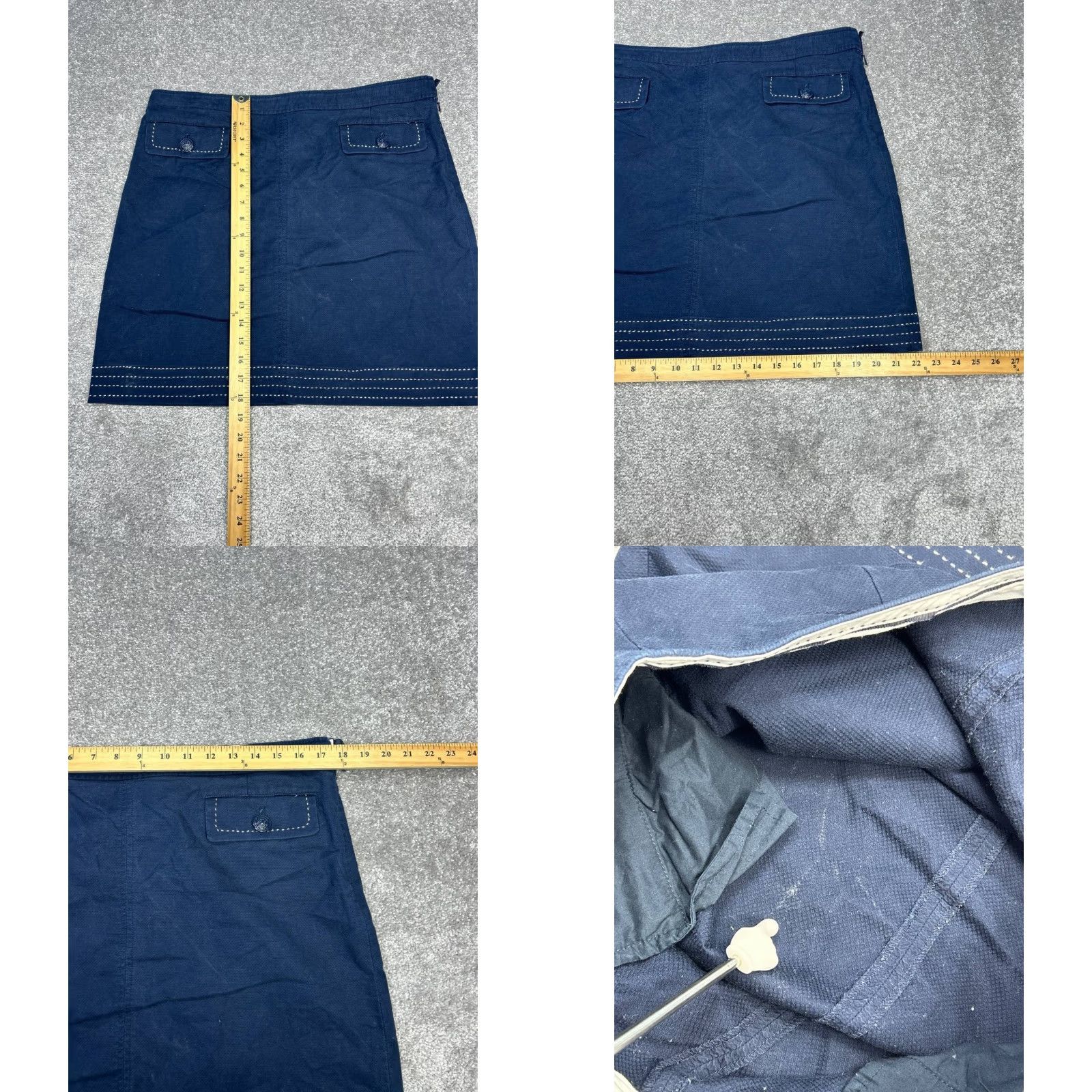 Brooks Brothers Brooks Brothers A-Line Skirt Women 12 Blue Cotton Stretch Mini Casual Business City Preppy 90s Womens Size 34" / US 12 / IT 48 - 8 Thumbnail