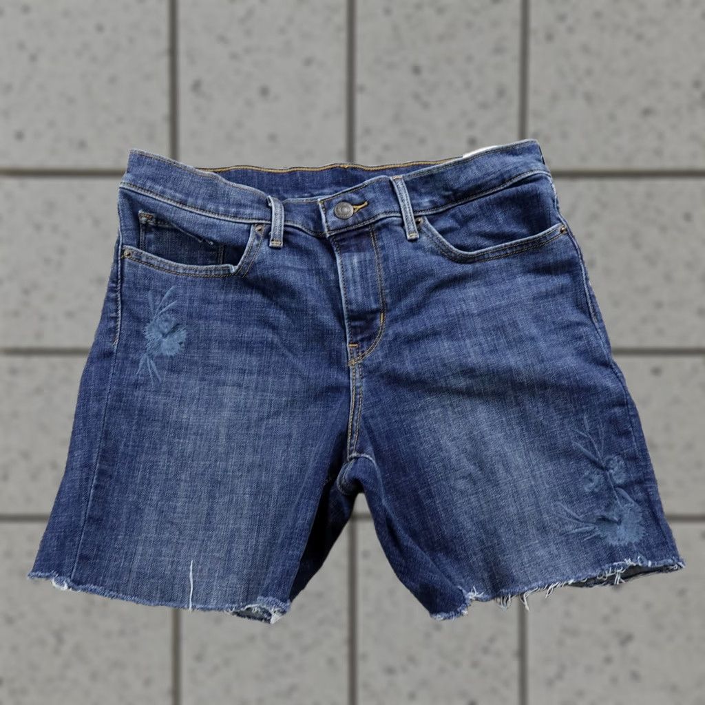 Levi's Levi's Shorts Womens 30 Dark Blue Denim Floral Cut-Off Stretch Jorts Preppy Casual Size 30" / US 8 / IT 44 - 1 Thumbnail