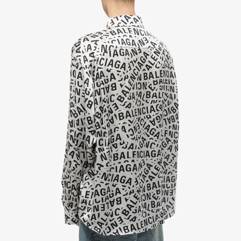 Balenciaga o1mt1gz0924 Logo Strips Large Fit Shirt in Black/White Size US S / EU 44-46 / 1 - 2 Thumbnail