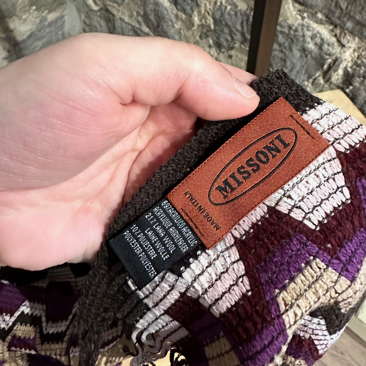 Missoni Missoni Purple Beige Zigzag Chenille Scarf Size ONE SIZE - 5 Thumbnail