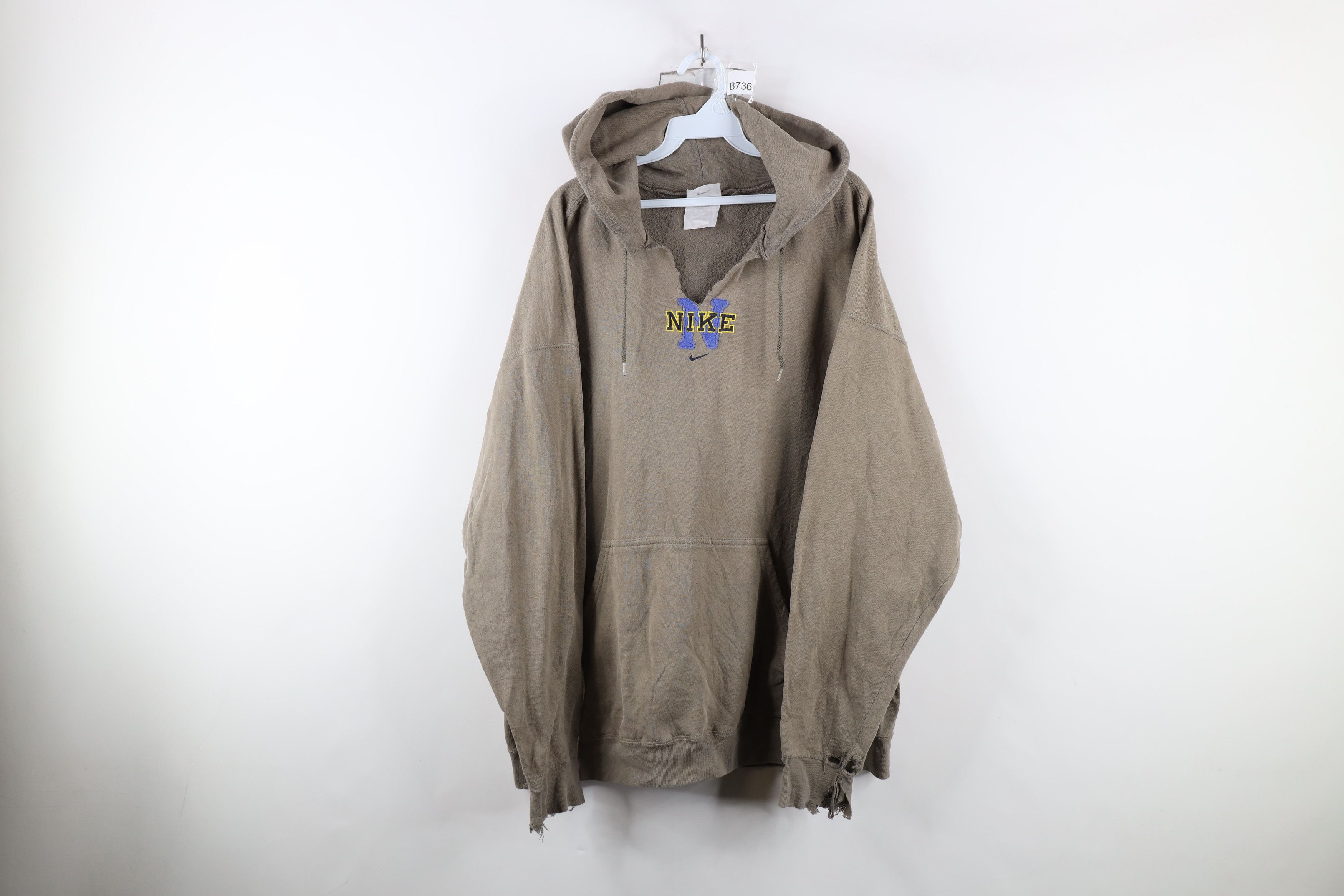 Nike × Vintage Vintage 90s Nike Scott Cetner Swoosh Hoodie Sweatshirt Gray Size US XL / EU 56 / 4 - 1 Thumbnail