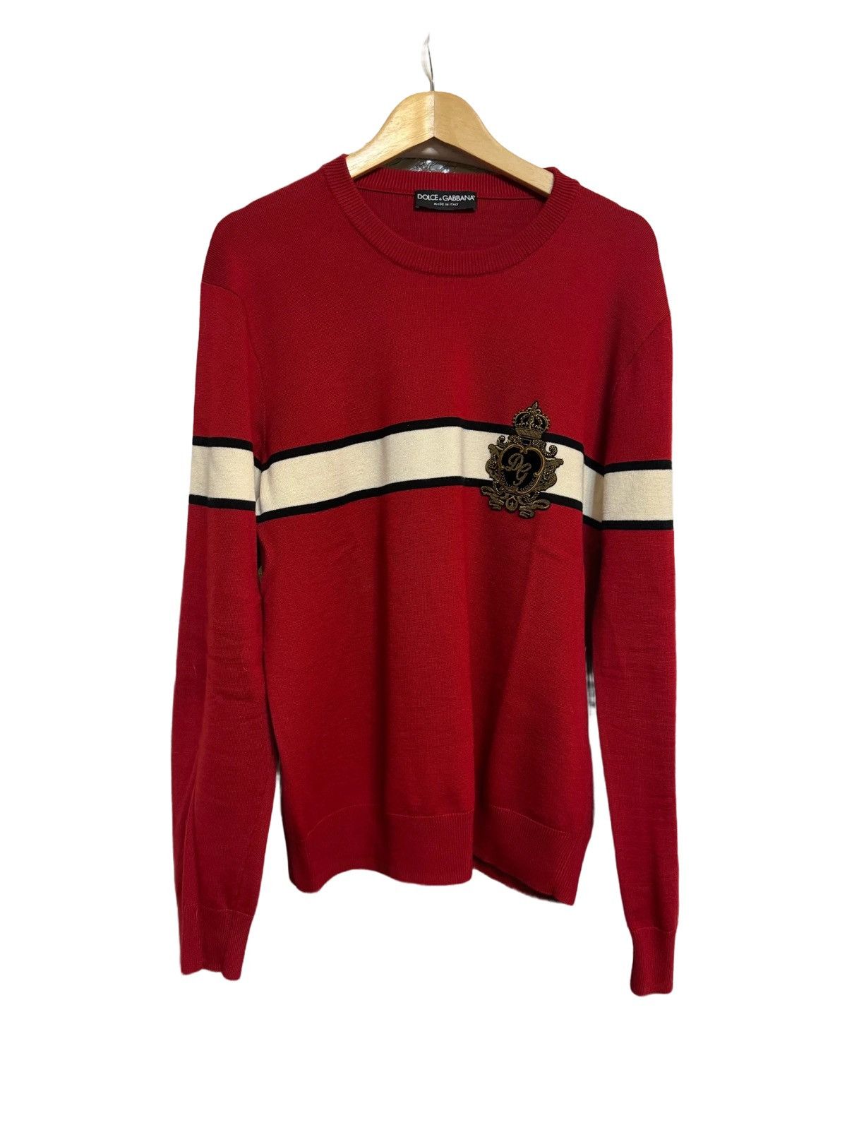image of Dolce Gabbana Wool Embroidered Sweater, Men's (Size XL)