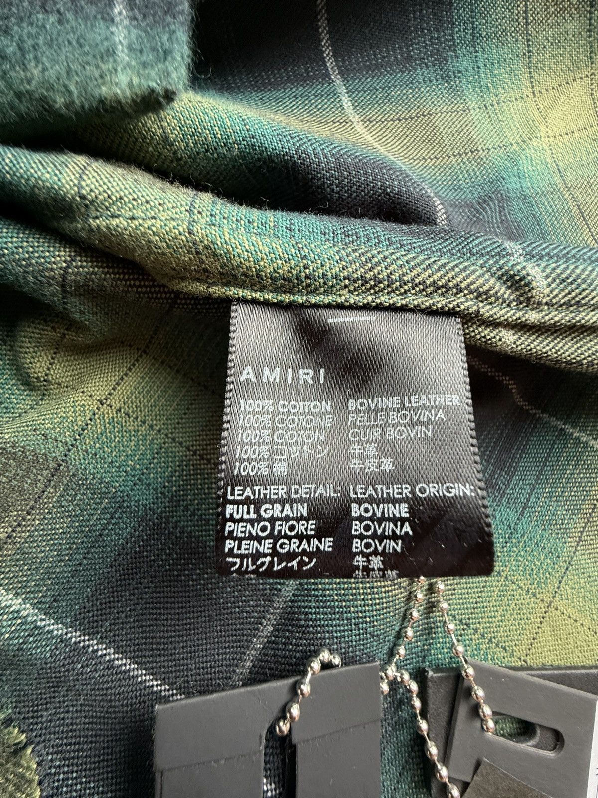 Amiri $990 Amiri leather star patch green flannel check shirt 48 Size US M / EU 48-50 / 2 - 24 Thumbnail