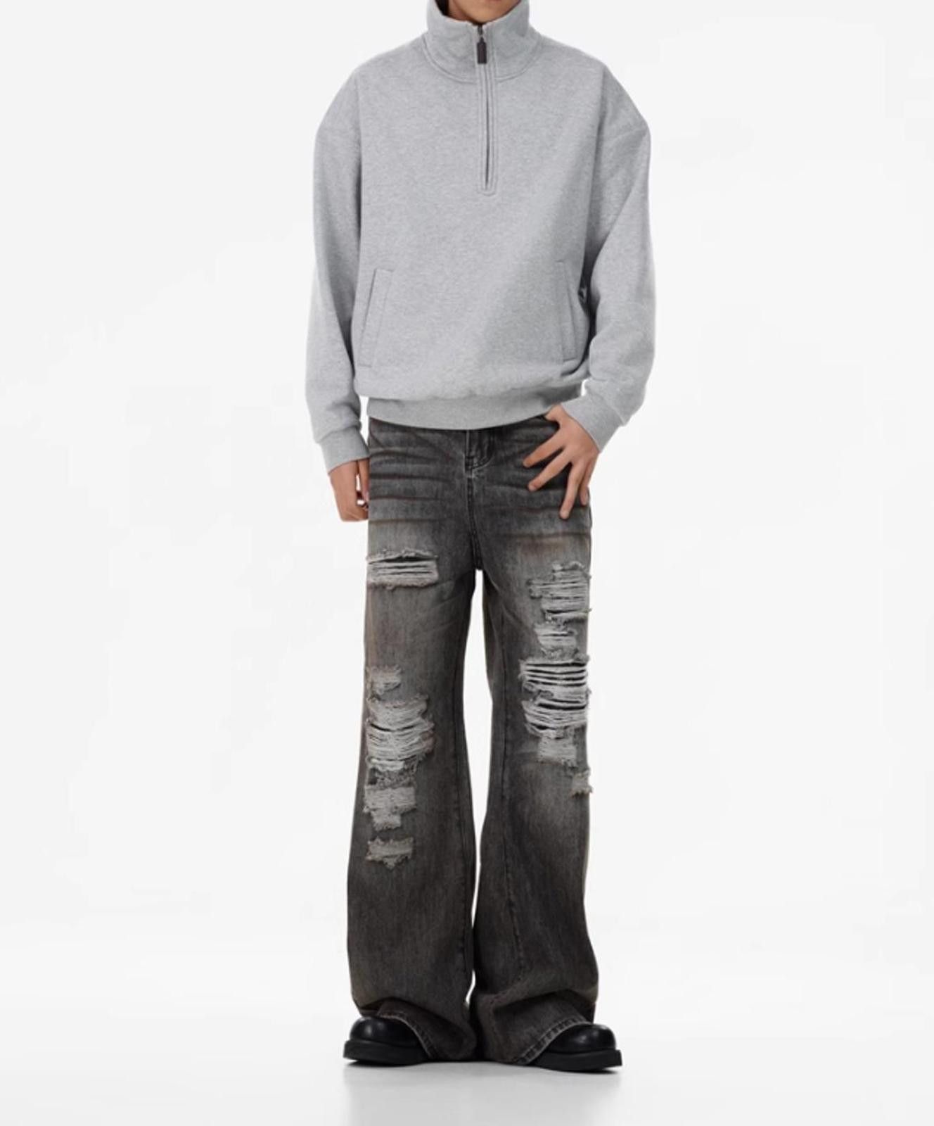 Vintage Gray Distressed Flare Jeans Size US 32 / EU 48 - 4 Thumbnail