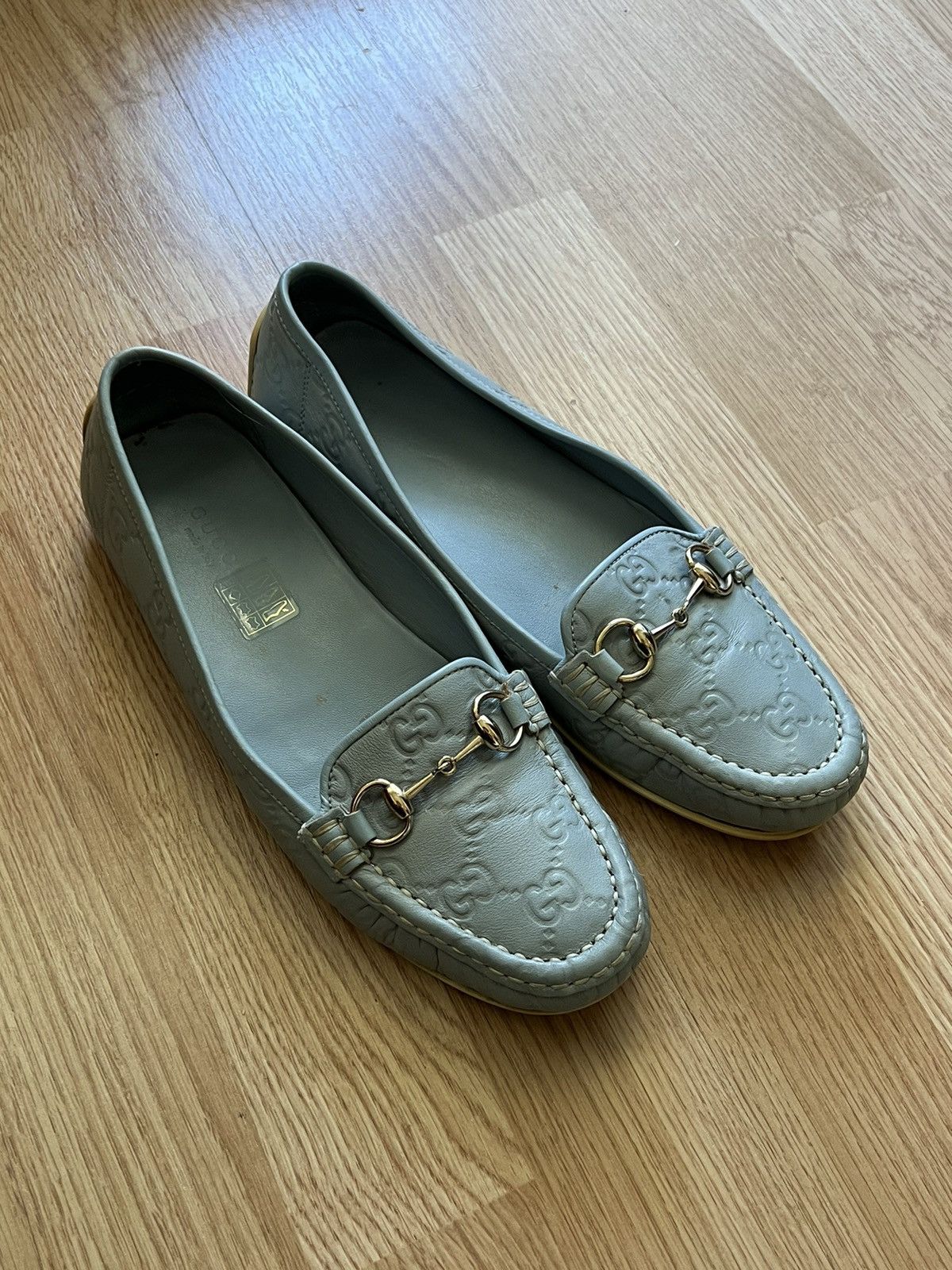 Gucci Leather Monogram Horsebit Loafers Size 37