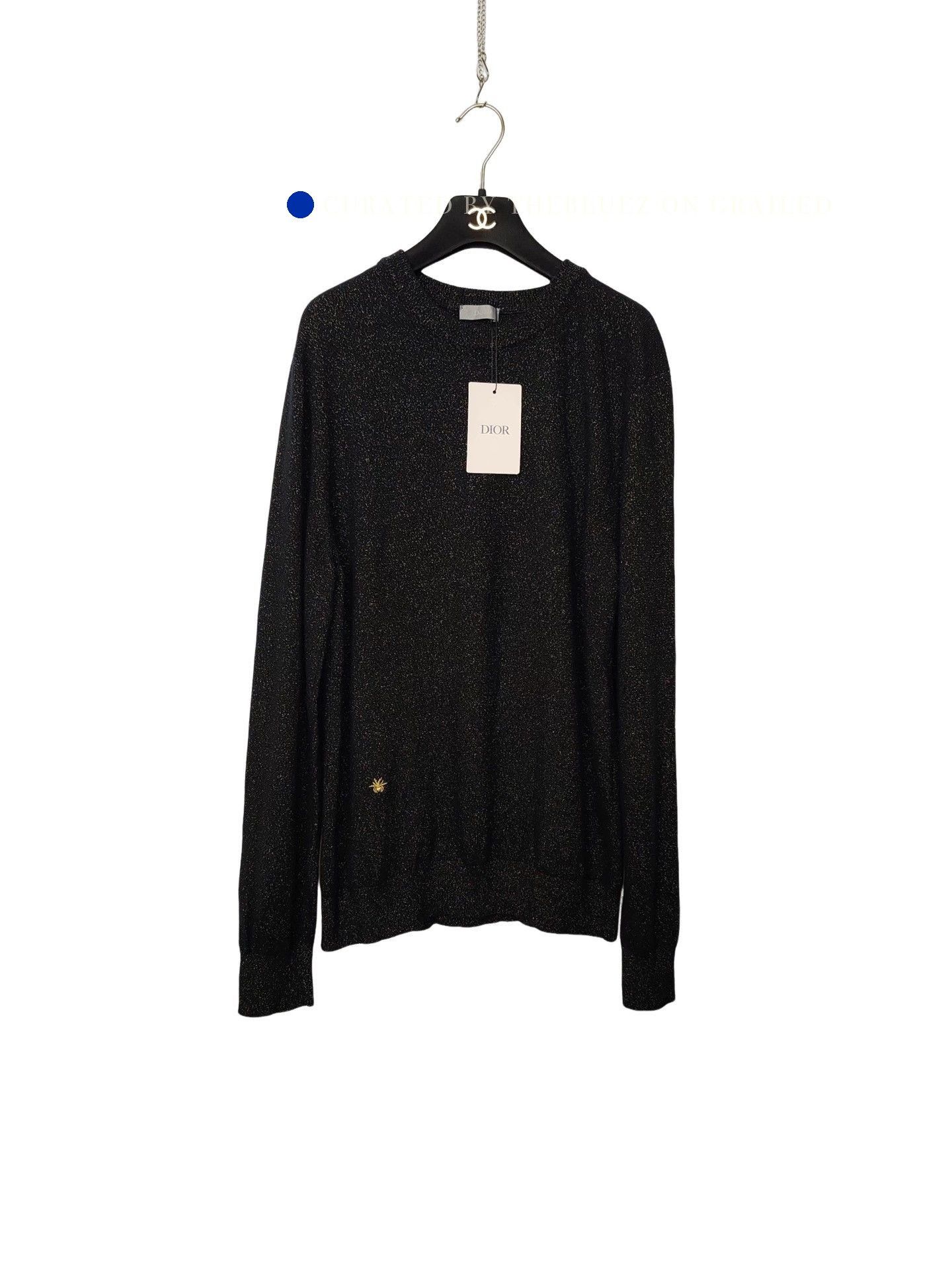 Dior Black Long Sleeve Glitter Knit Sweater Size US L / EU 52-54 / 3 - 1 Thumbnail