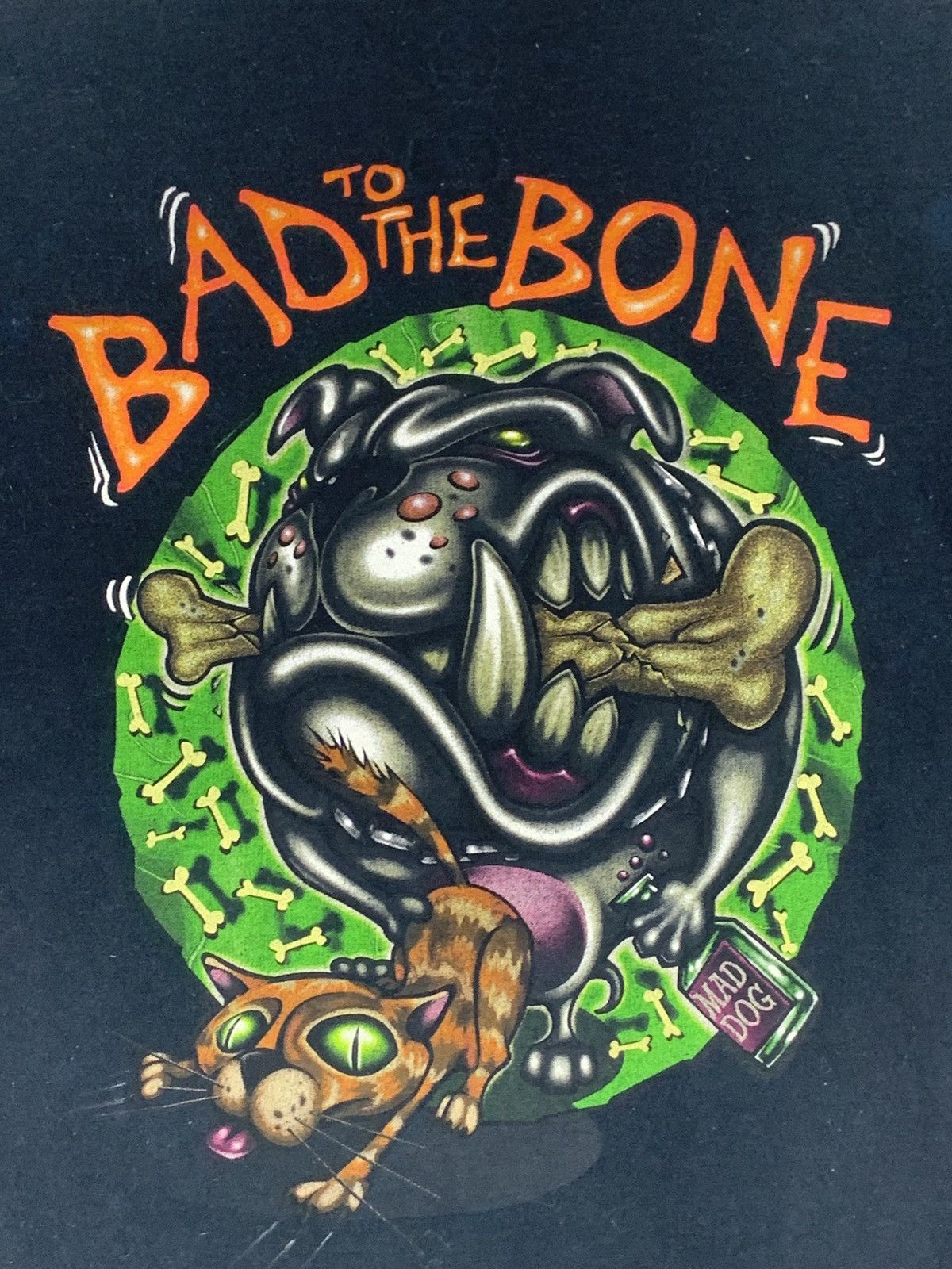 Fruit Of The Loom × Vintage Vintage Bad To The Bone T-Shirt Size US S / EU 44-46 / 1 - 10 Thumbnail