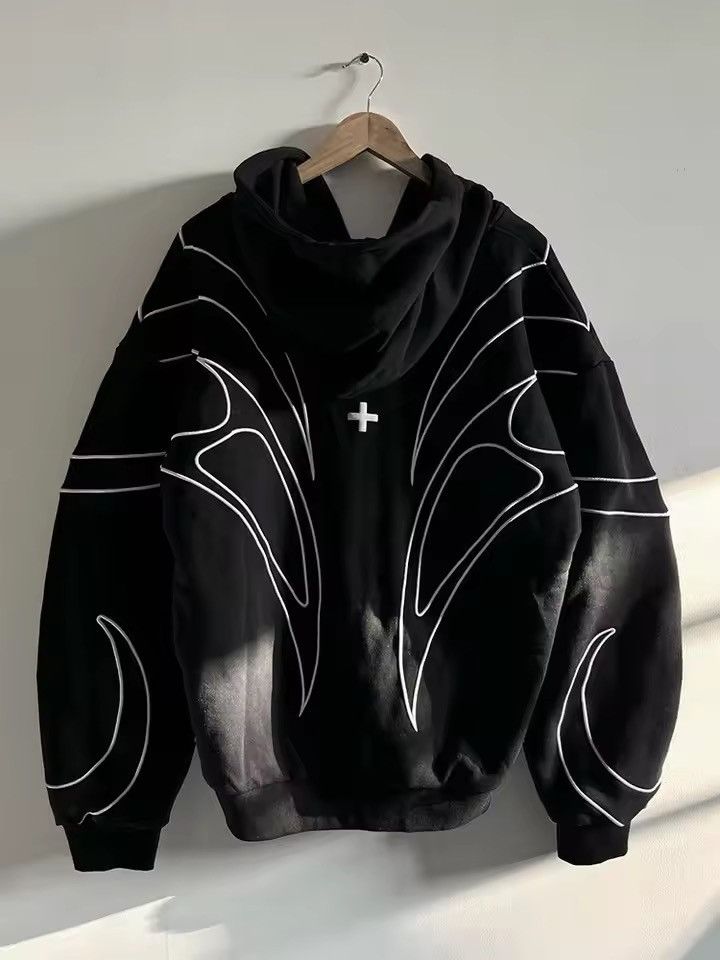 Japanese Brand Black Techwear Hoodie Line Zip-Up Streetwear Cyberpunk Goth Size US XL / EU 56 / 4 - 3 Thumbnail