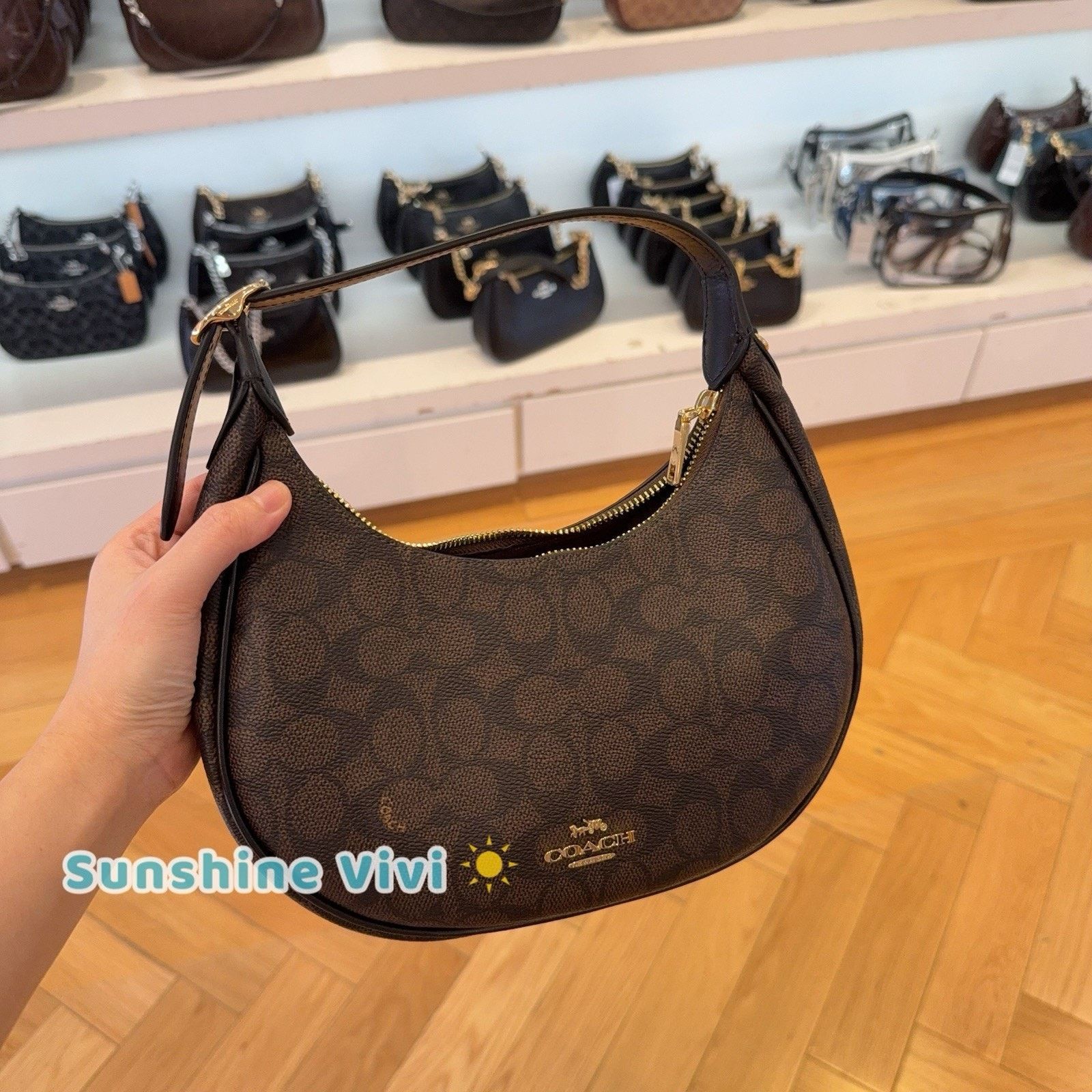 Coach NWT Coach Emily Shoulder Bag CDX17 Gold/Walnut/Black Size ONE SIZE - 7 Thumbnail