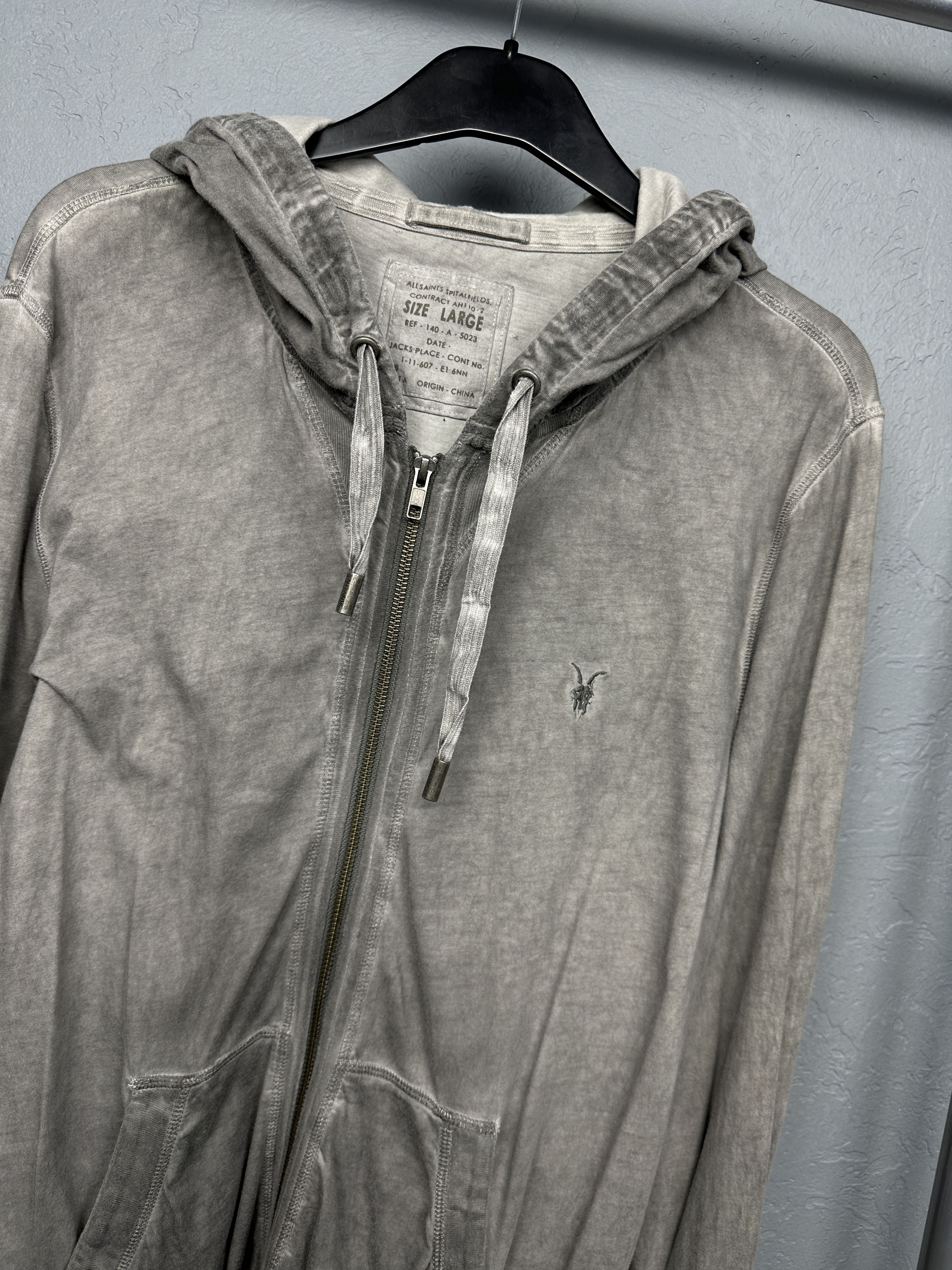 Allsaints Allsaints Mens Hertford Washed Cotton Zip Hoodie Size US L / EU 52-54 / 3 - 2 Thumbnail