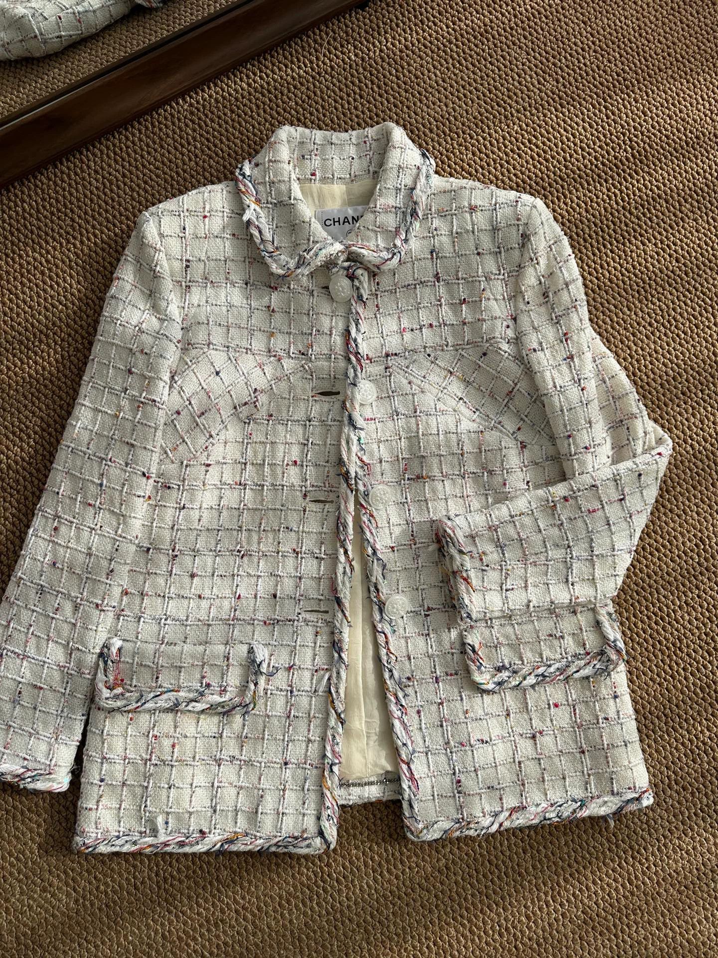 Chanel CHANEL 18S Rainbow Weave Check White Women's Jacket Size S / US 4 / IT 40 - 1 Thumbnail