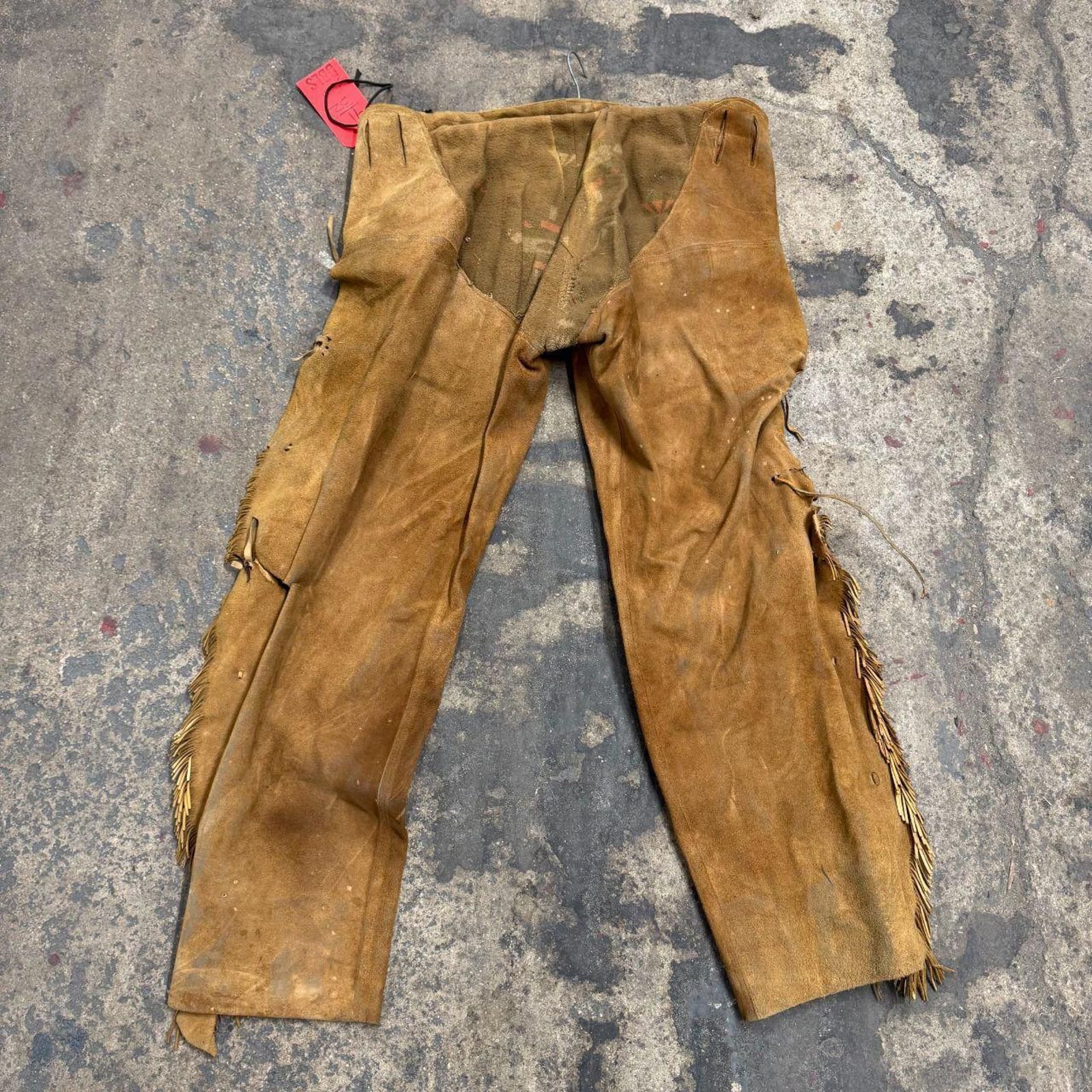 Other Vintage 1940s/50s Genuine Suede Fringed Western Trousers Size US 36 / EU 52 - 6 Thumbnail