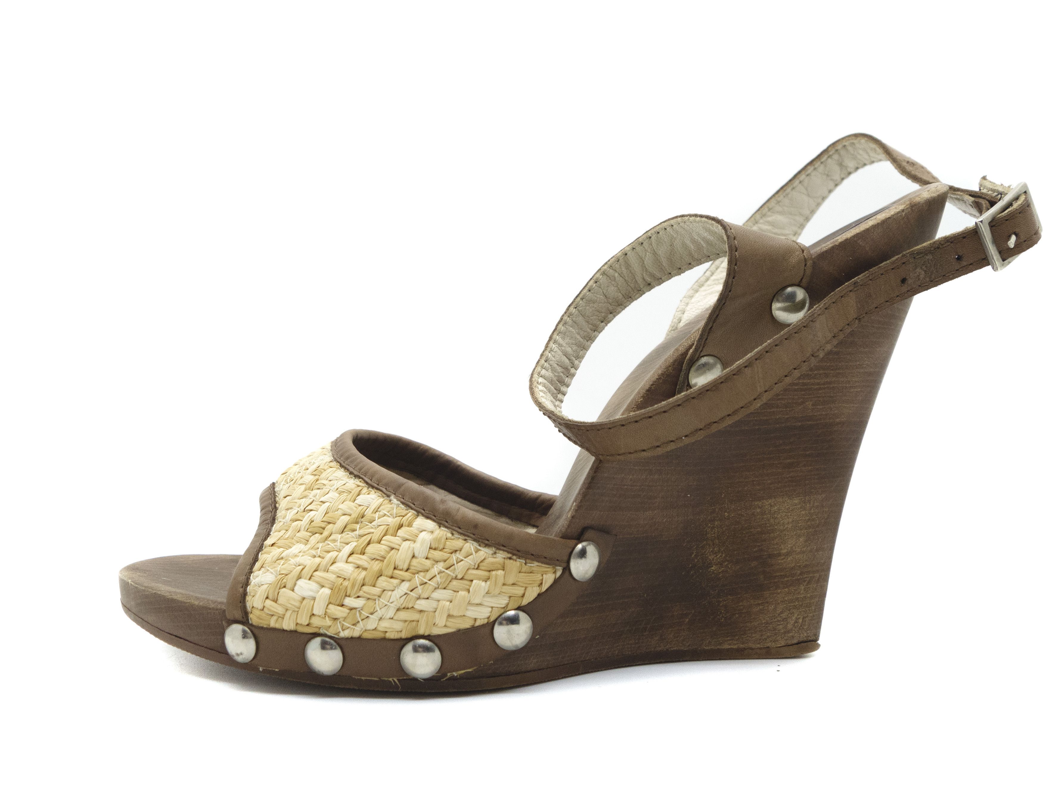 Dolce & Gabbana 00S Wood Studded Platform Sandals Vintage Size US 9 / IT 39 - 2 Thumbnail