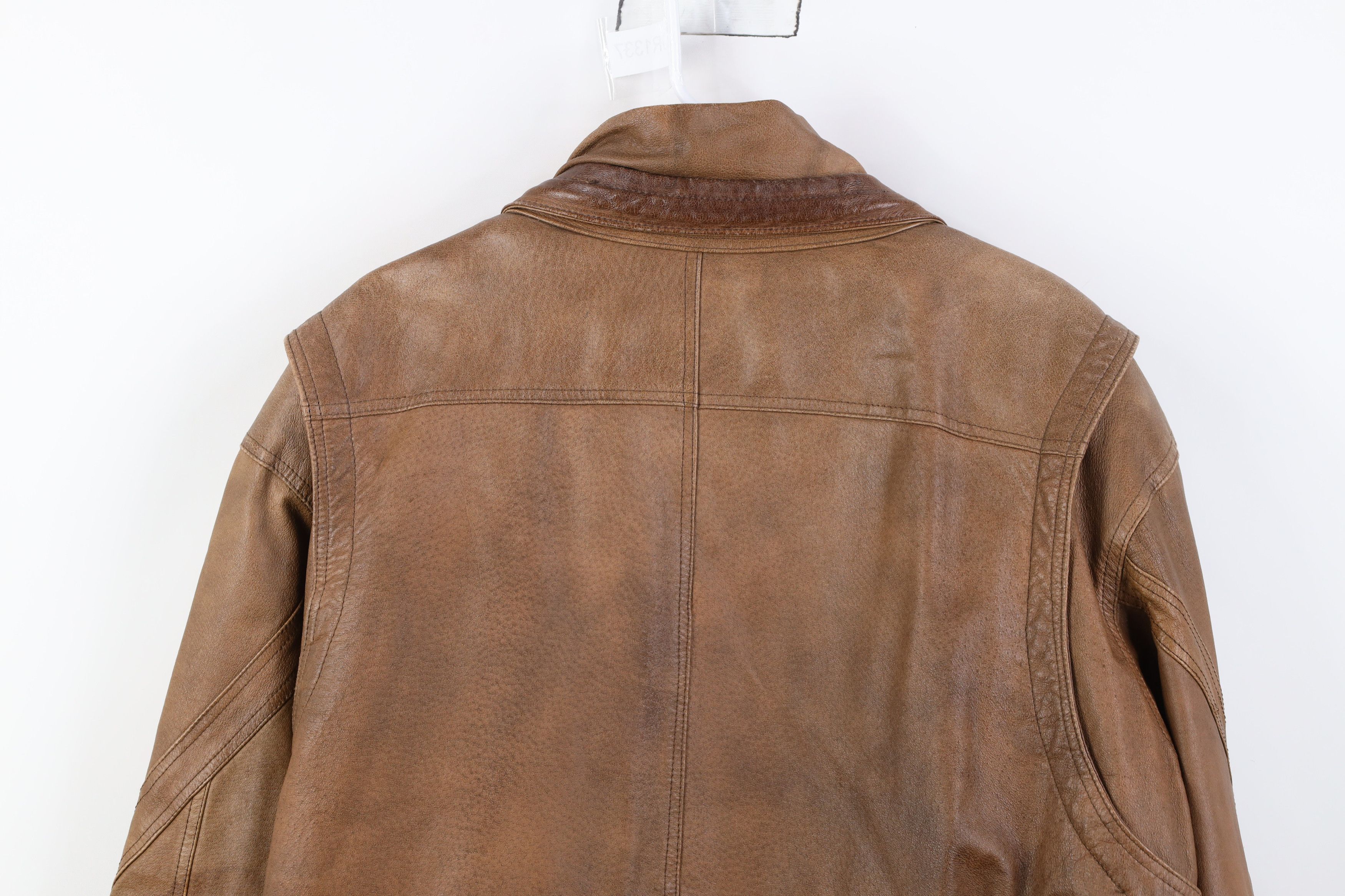 Vintage AS IS Vintage 90s Streetwear Leather Chore Bomber Jacket Size US L / EU 52-54 / 3 - 16 Thumbnail