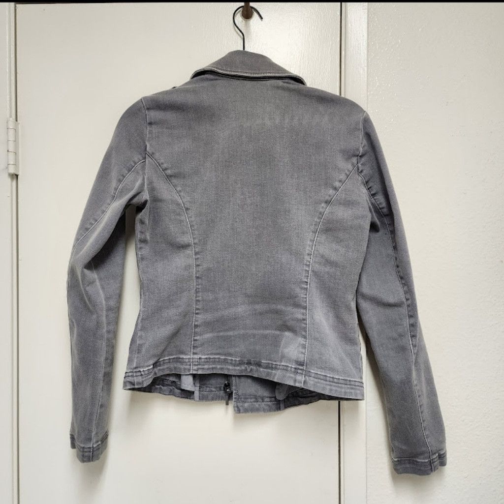 White House Black Market EUC Denim Moto Jacket From WHBM Size XXS / US 00 / IT 34 - 4 Thumbnail