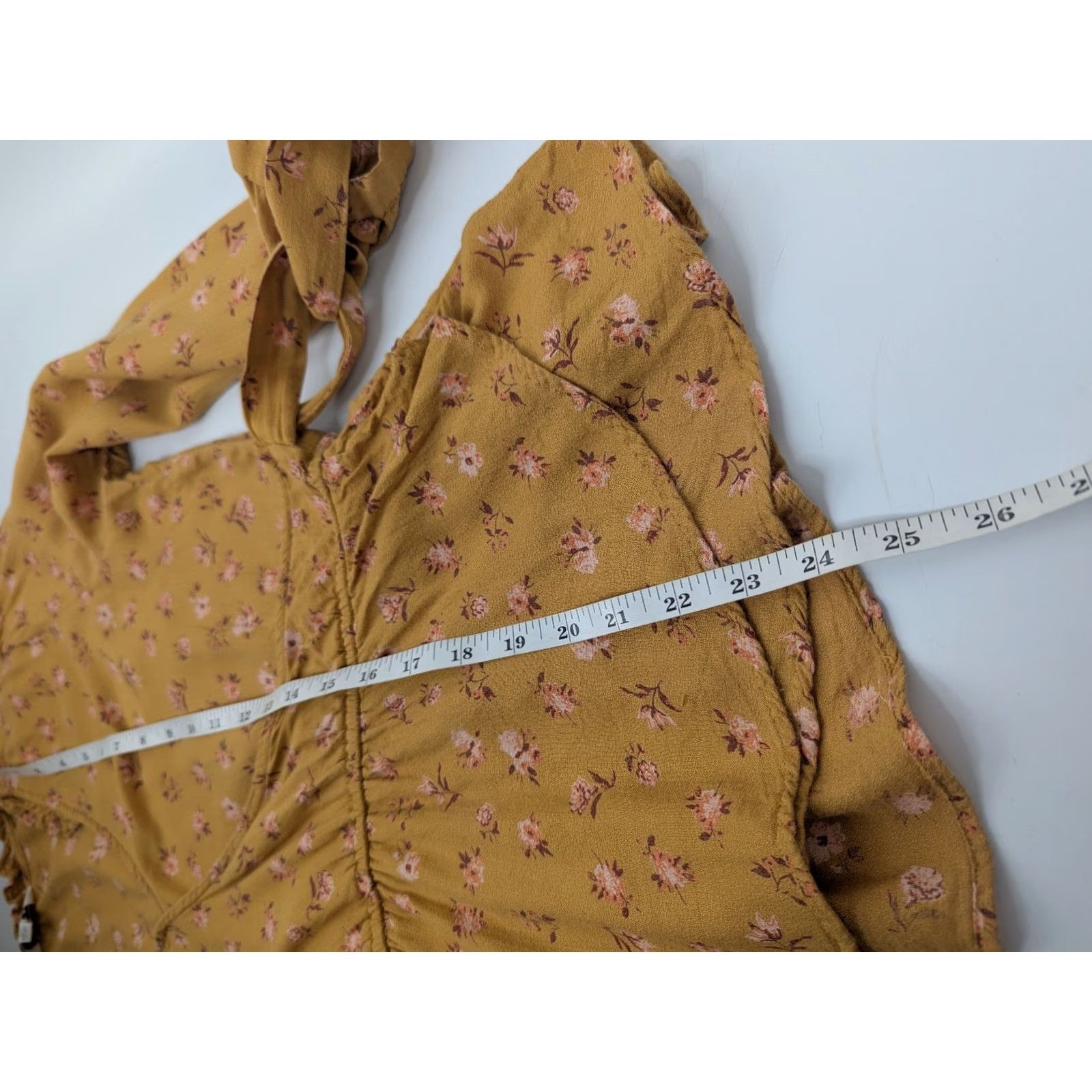 Lucky Brand Lucky Brand Mustard Yellow Floral Wrap Tie Ruffle V-Neck Long Sleeve Blouse M Womens Blouse Bohemian Pink Size M / US 6-8 / IT 42-44 - 4 Thumbnail