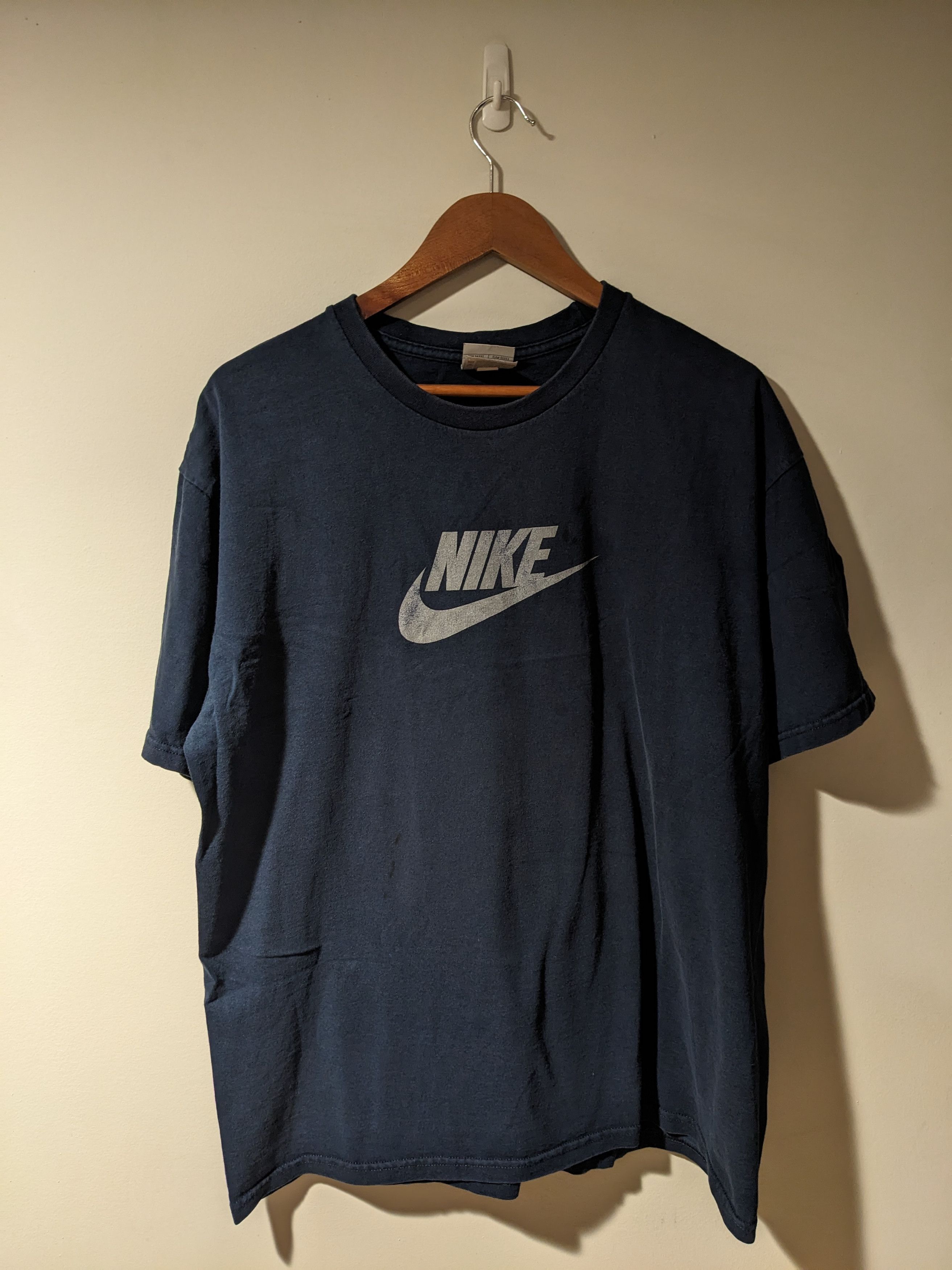 Nike × Vintage Vintage Y2K Nike Big Swoosh Check Logo Blue Large T-Shirt Size US L / EU 52-54 / 3 - 1 Thumbnail