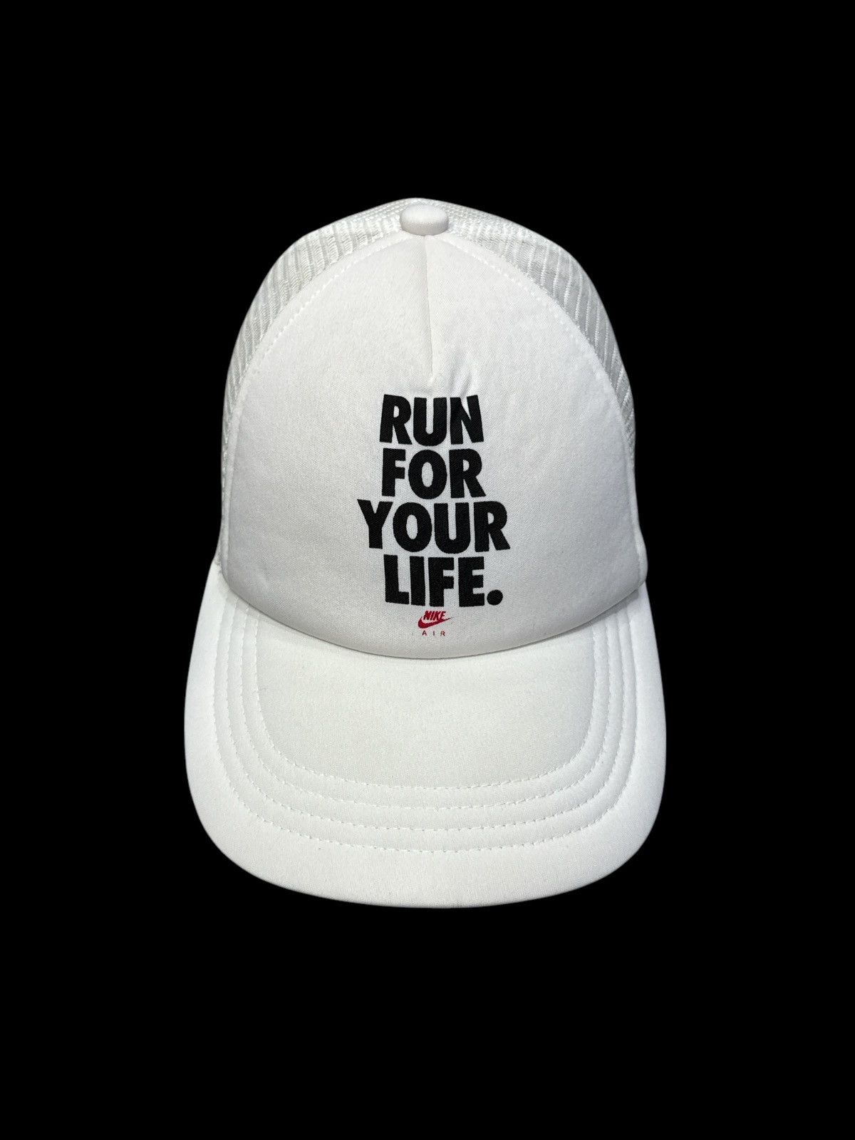 Nike × Vintage VINTAGE NIKE RUN FOR YOUR LIFE TRUCKER SNAP BUTTON CAP Size ONE SIZE - 1 Thumbnail